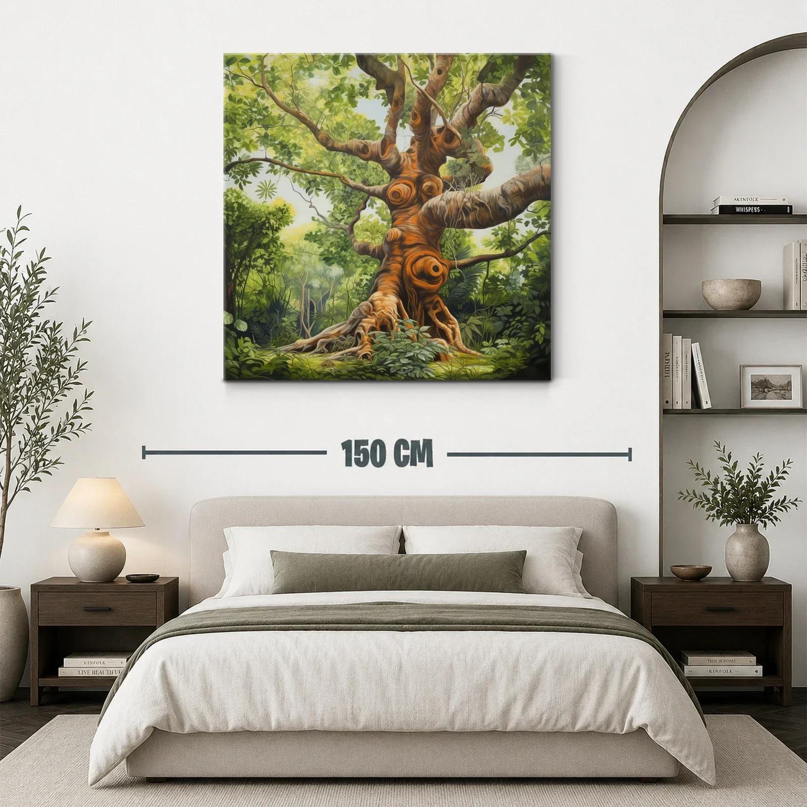 Majestuoso árbol en bosque verde y luces cálidas — miniatura 3