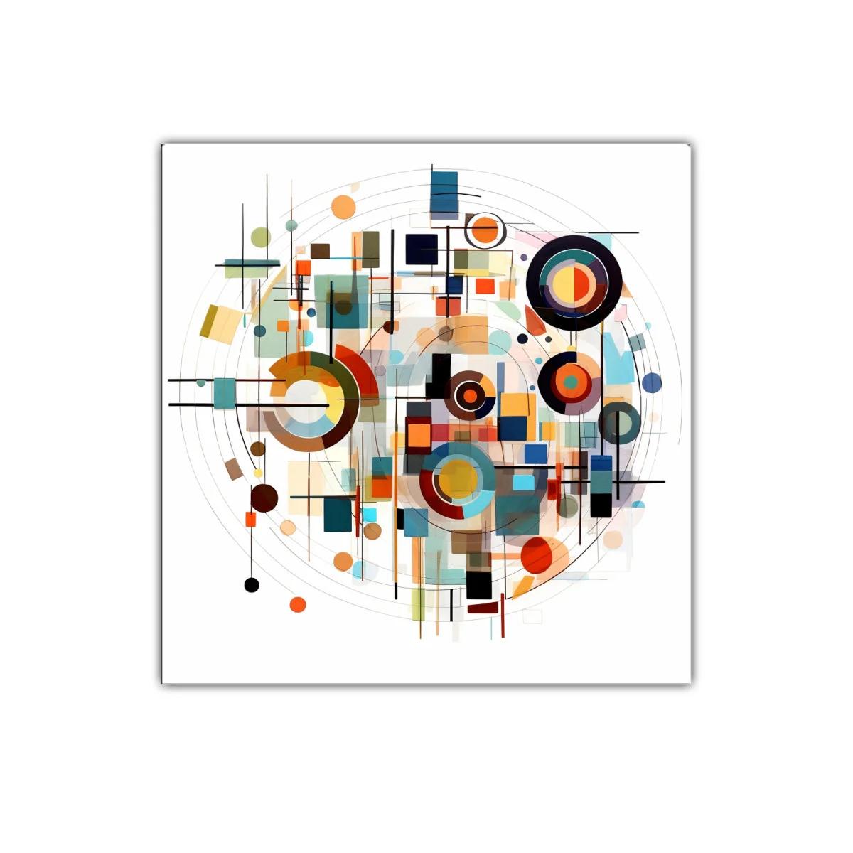 Composición geométrica colorida con círculos y líneas entrelazadas — imagen principal