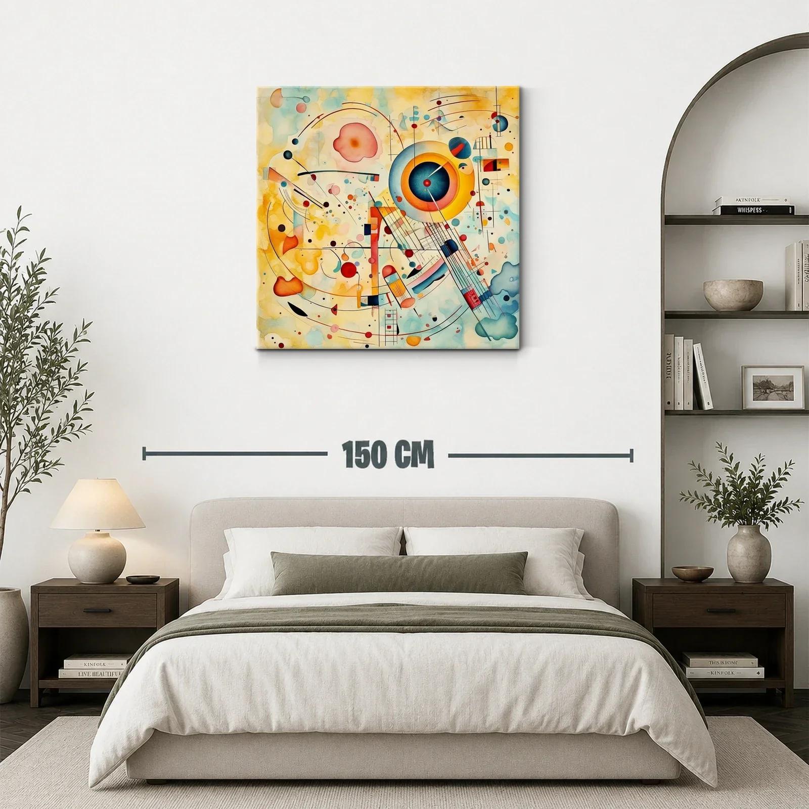 Cuadro abstracto con formas circulares y líneas dinámicas — miniatura 3
