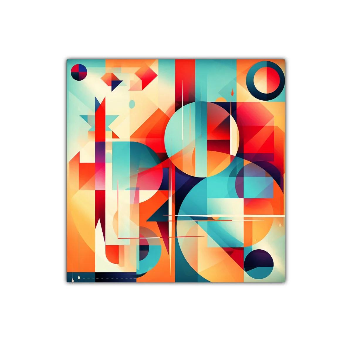 Composición geométrica vibrante en tonos cálidos y fríos — imagen principal
