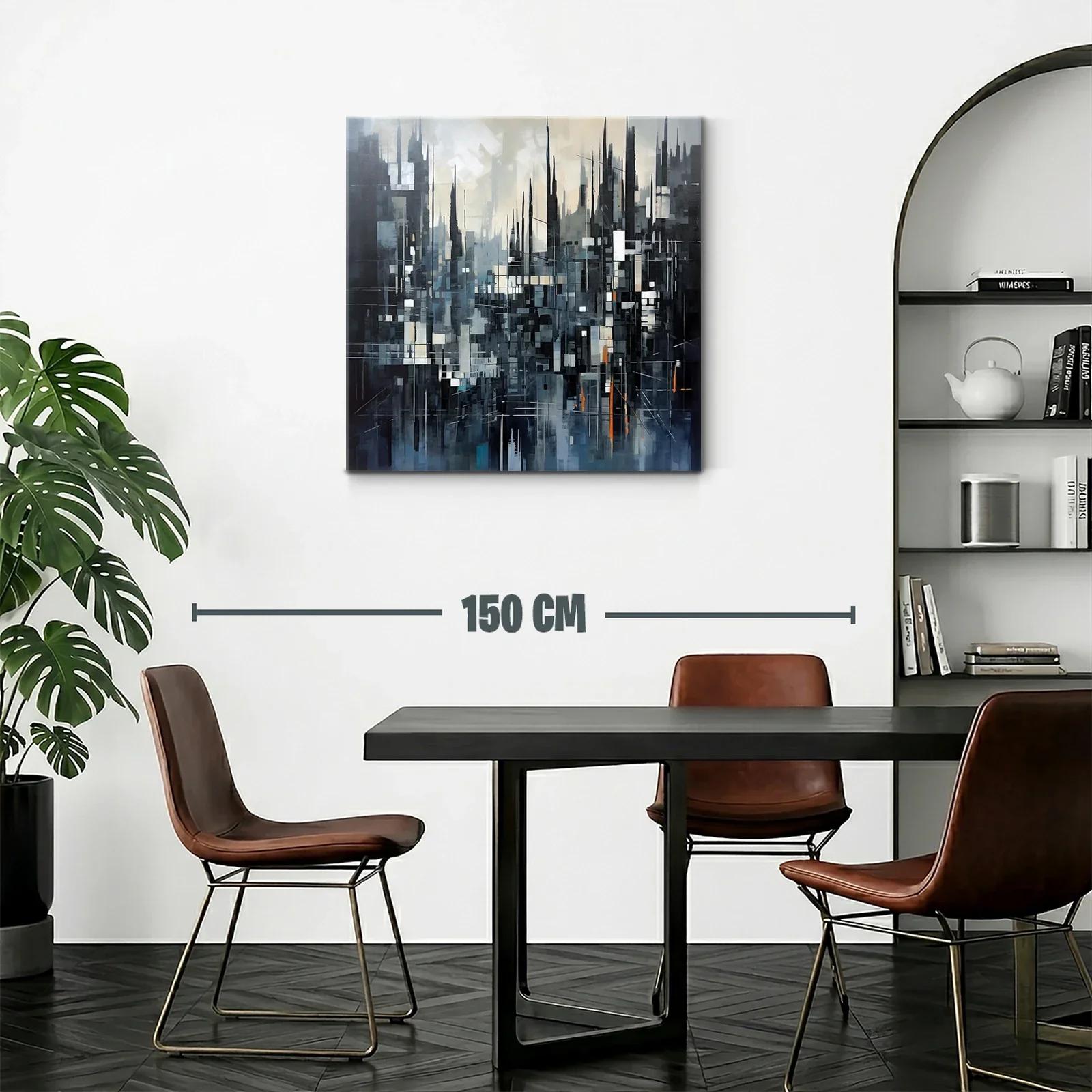 Composición abstracta urbana en tonos fríos y toques cálidos — miniatura 2