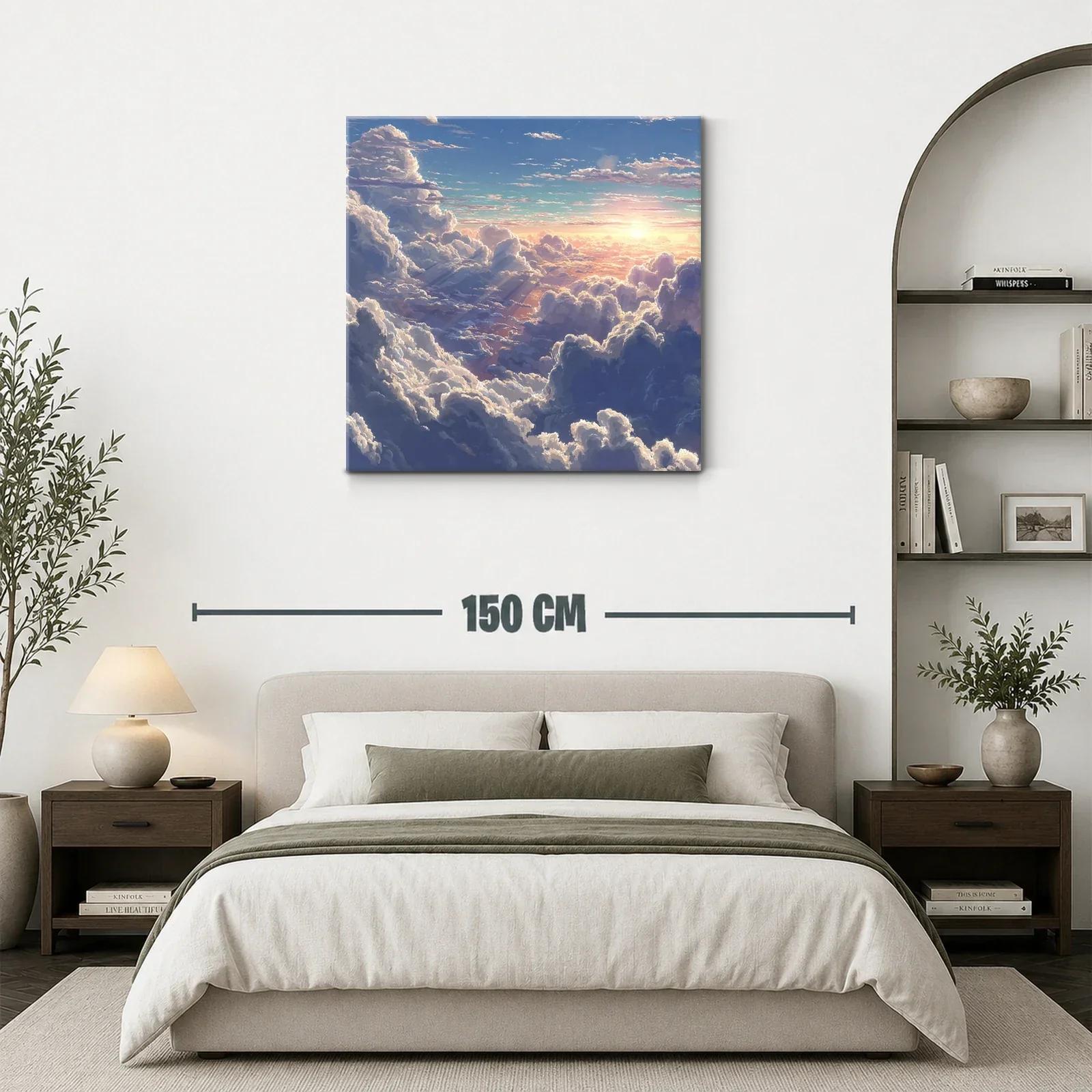 Atardecer entre nubes con luz dorada y cielo azul — miniatura 3