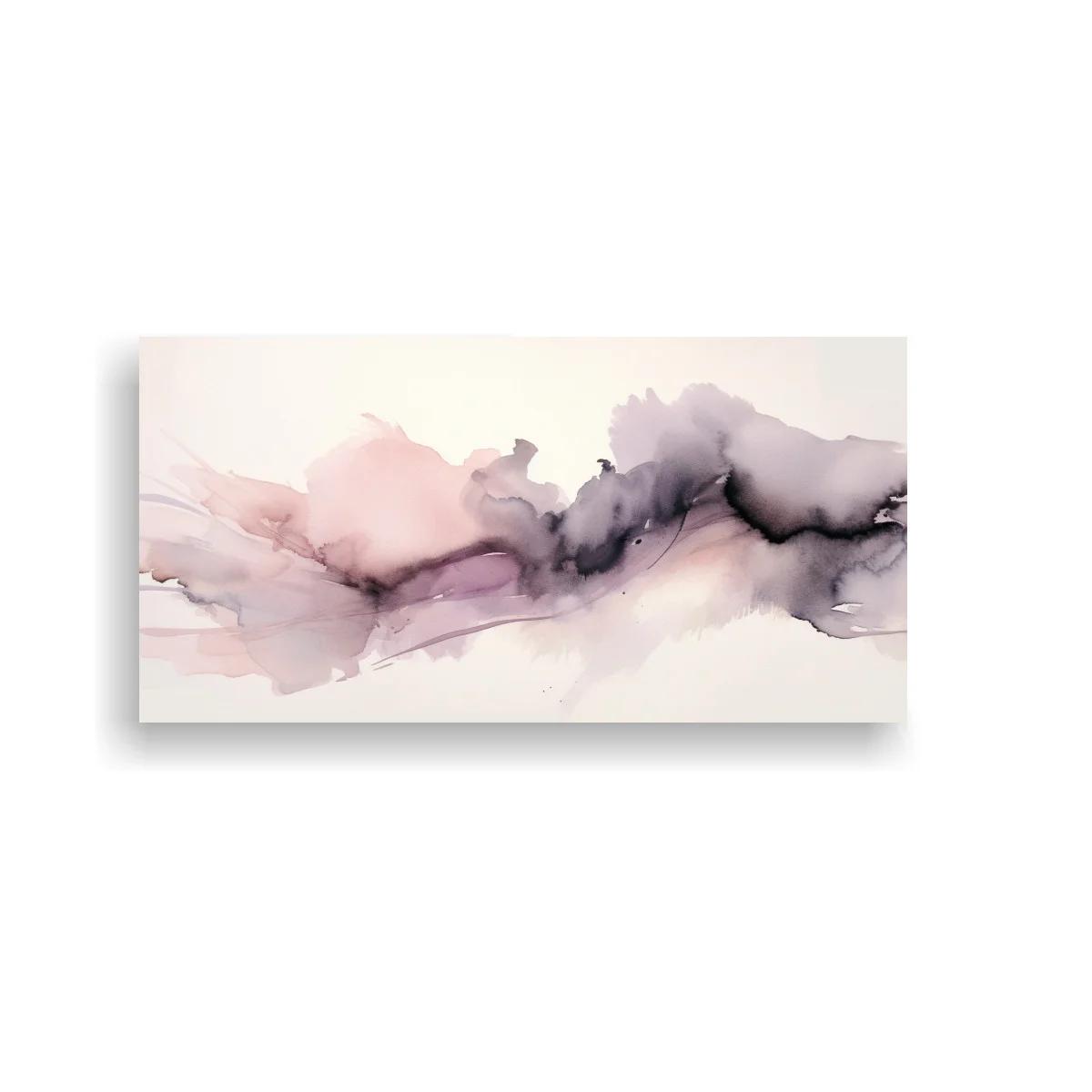 Cuadro mancha abstracta lila y rosa con franja ondulante