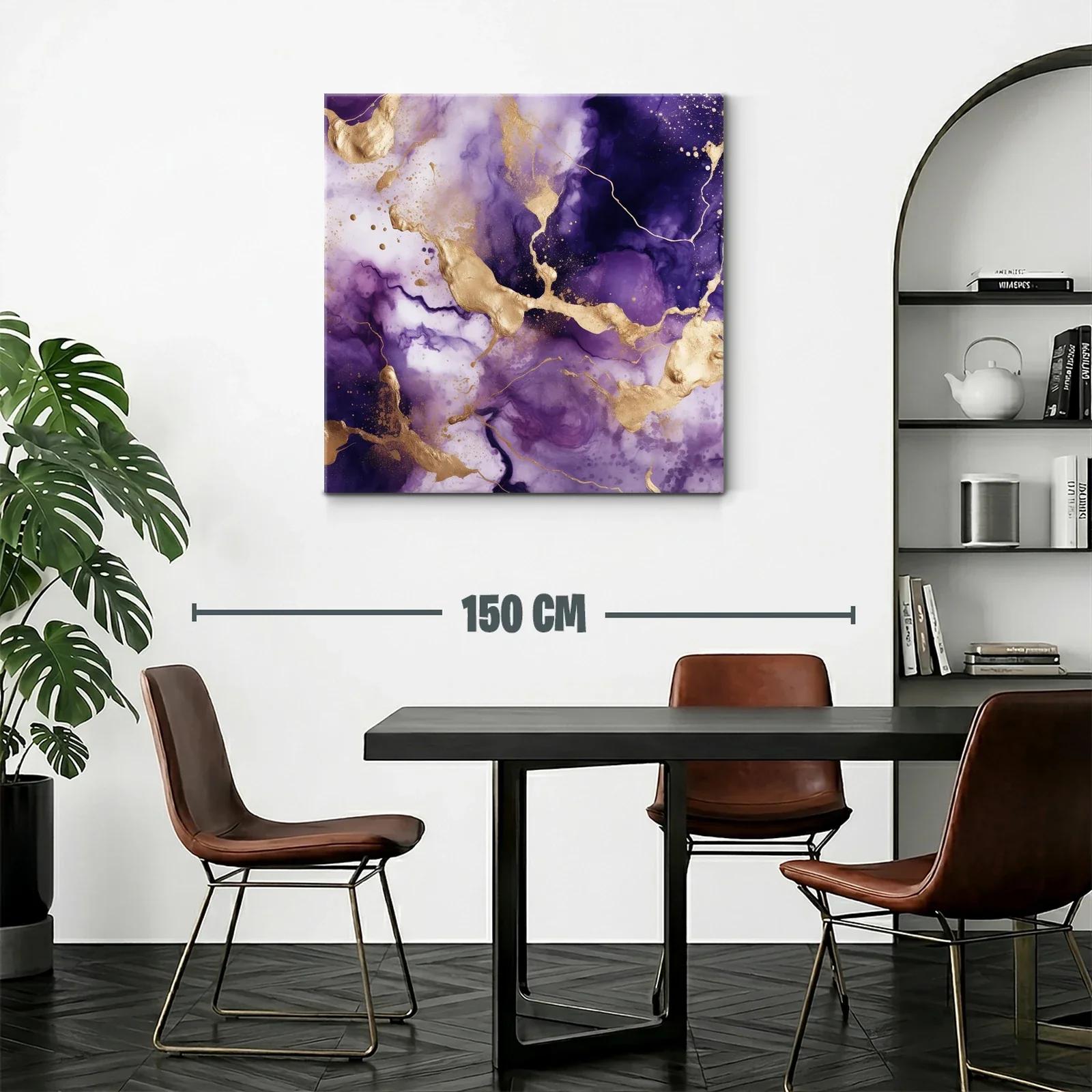 Arte abstracto en tonos púrpura y dorado elegante y moderno — miniatura 2