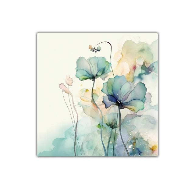 Delicadas flores en tonos suaves y acuarelados para pared