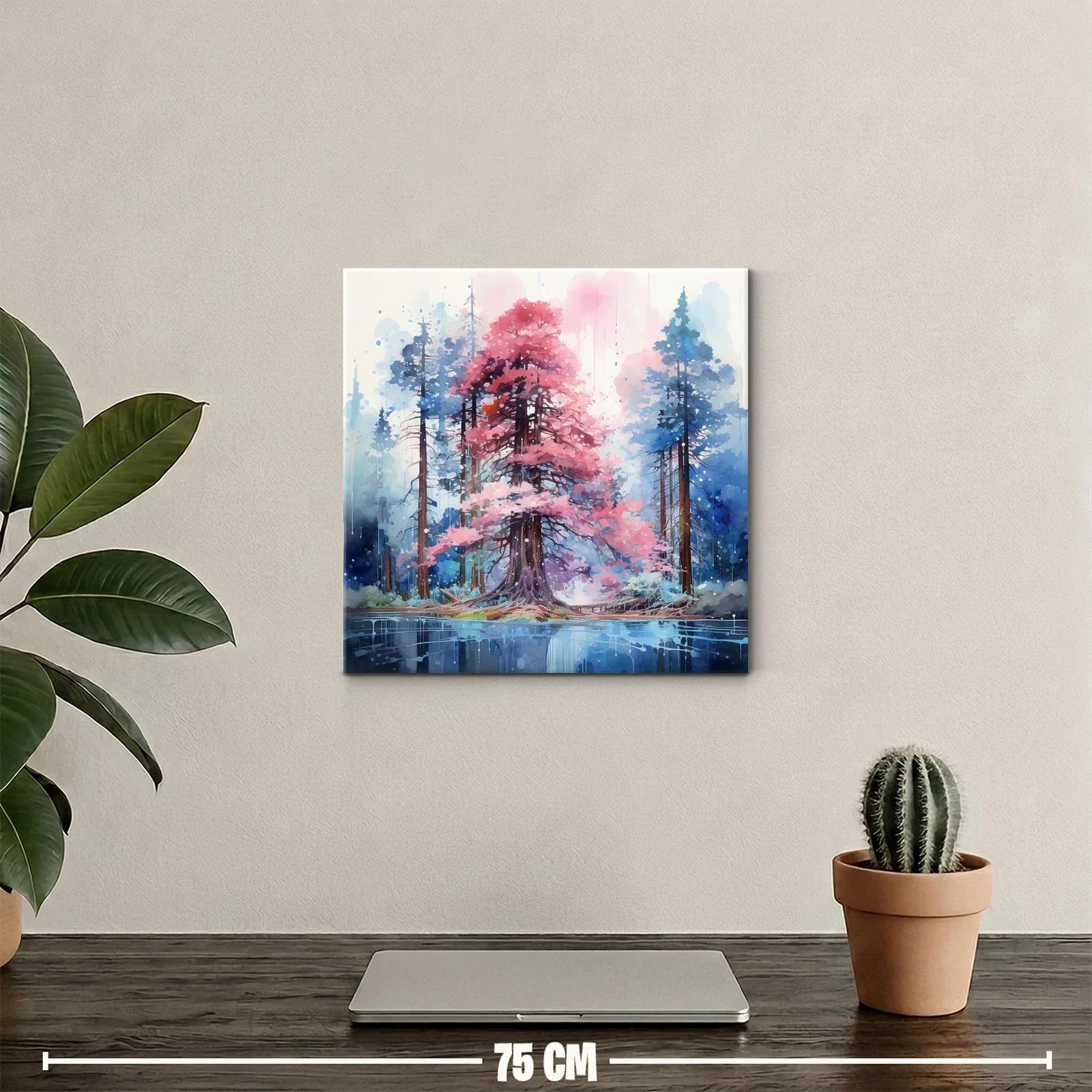 Bosque mágico con árboles en tonos rosa y azul — miniatura 2