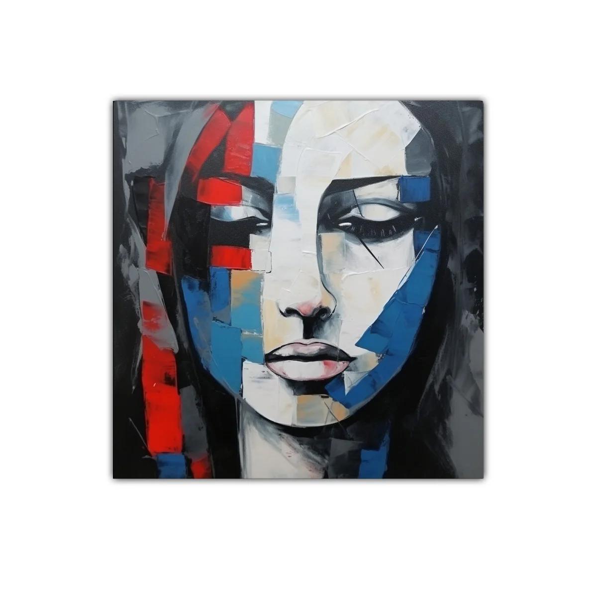 Retrato abstracto vibrante con toques rojos y azules — miniatura 1
