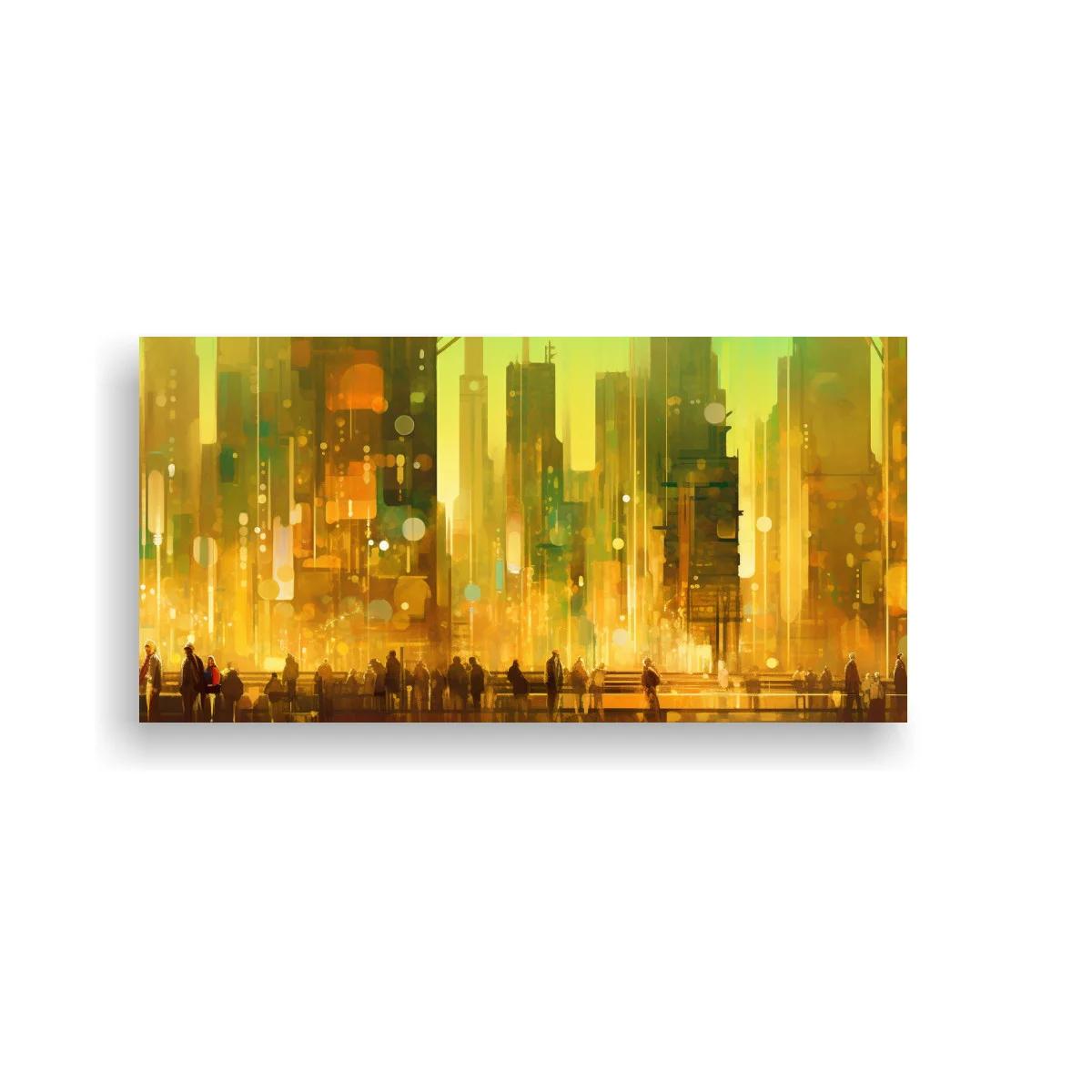 Cuadro skyline urbano dorado panorámico — imagen principal