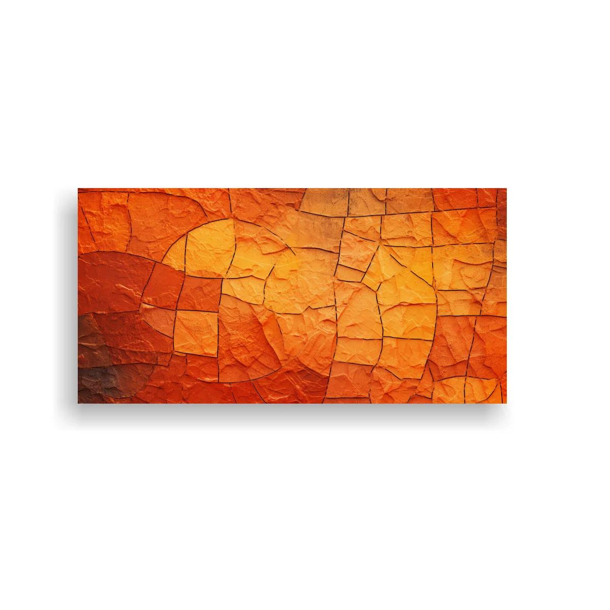 Cuadro mosaico abstracto naranja con círculos superpuestos