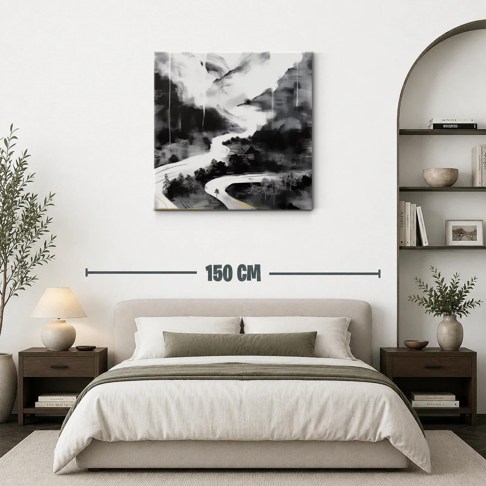 Paisaje abstracto en tonos grises con sinuoso camino — miniatura 3