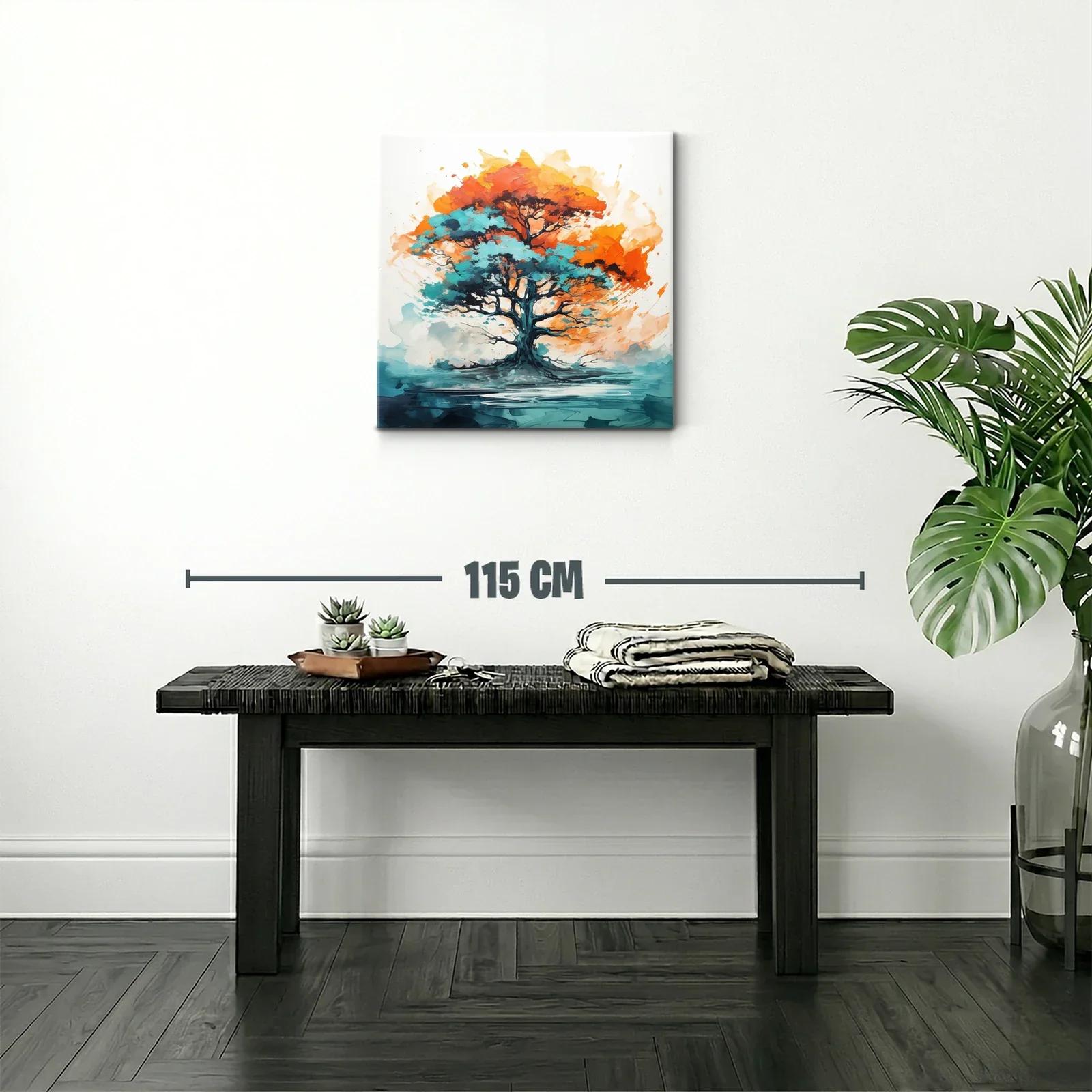 Árbol vibrante con tonos turquesa y naranja intenso — miniatura 2
