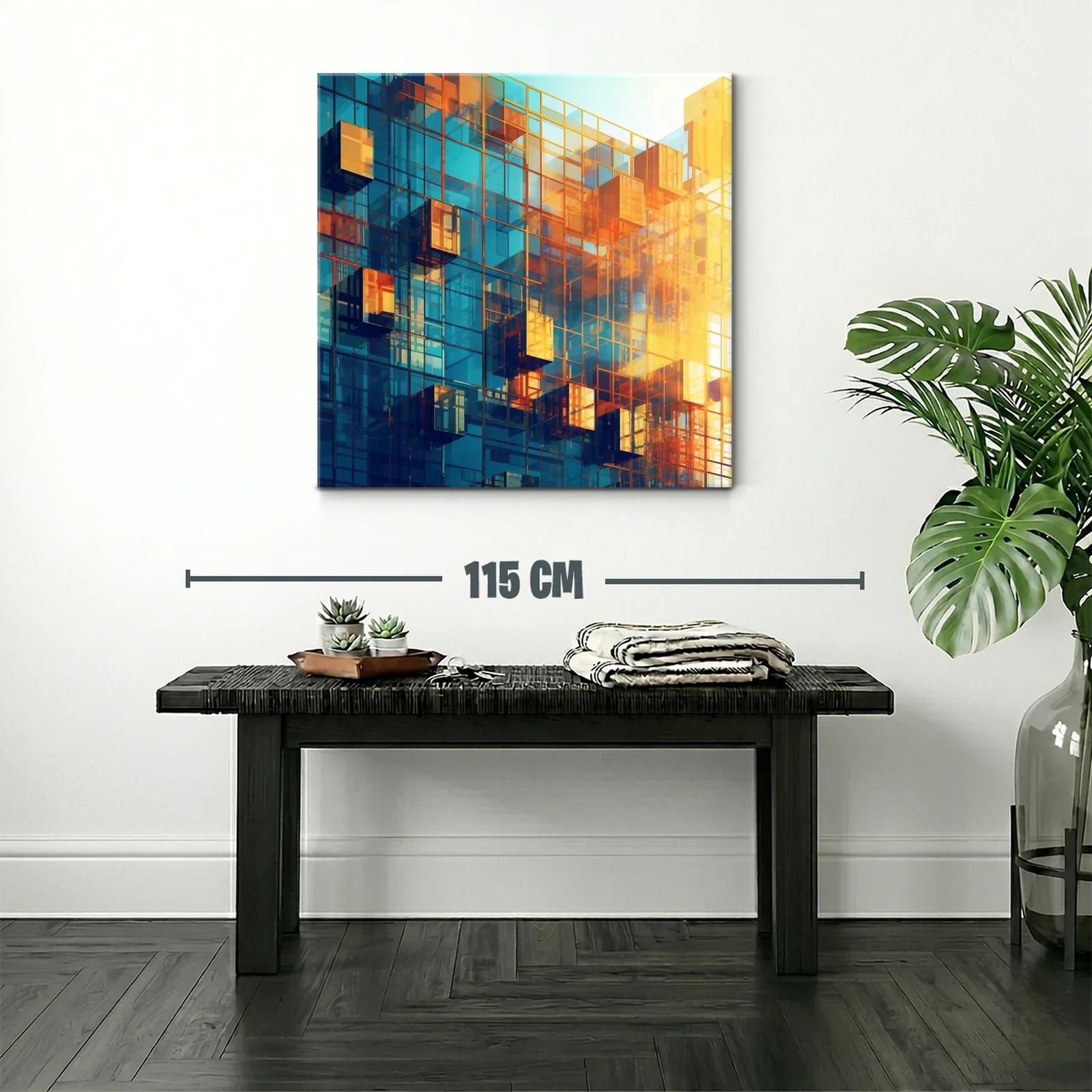 Composición arquitectónica en azul y naranja vibrante — miniatura 2