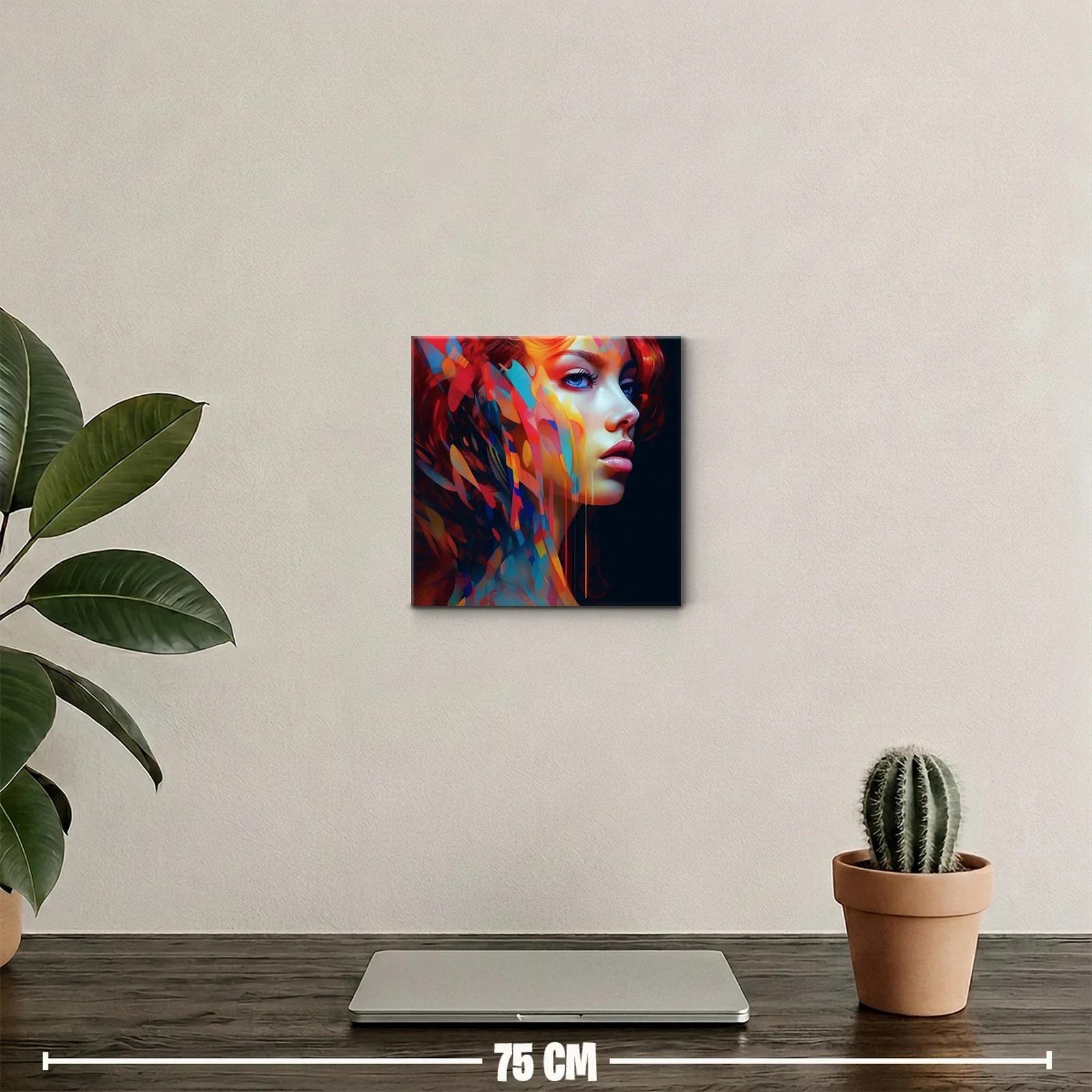 Retrato femenino vibrante con colores intensos y abstractos — miniatura 2