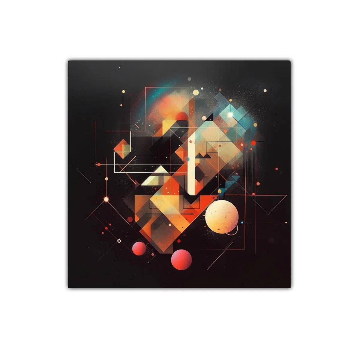 Composición abstracta con formas geométricas y colores cálidos