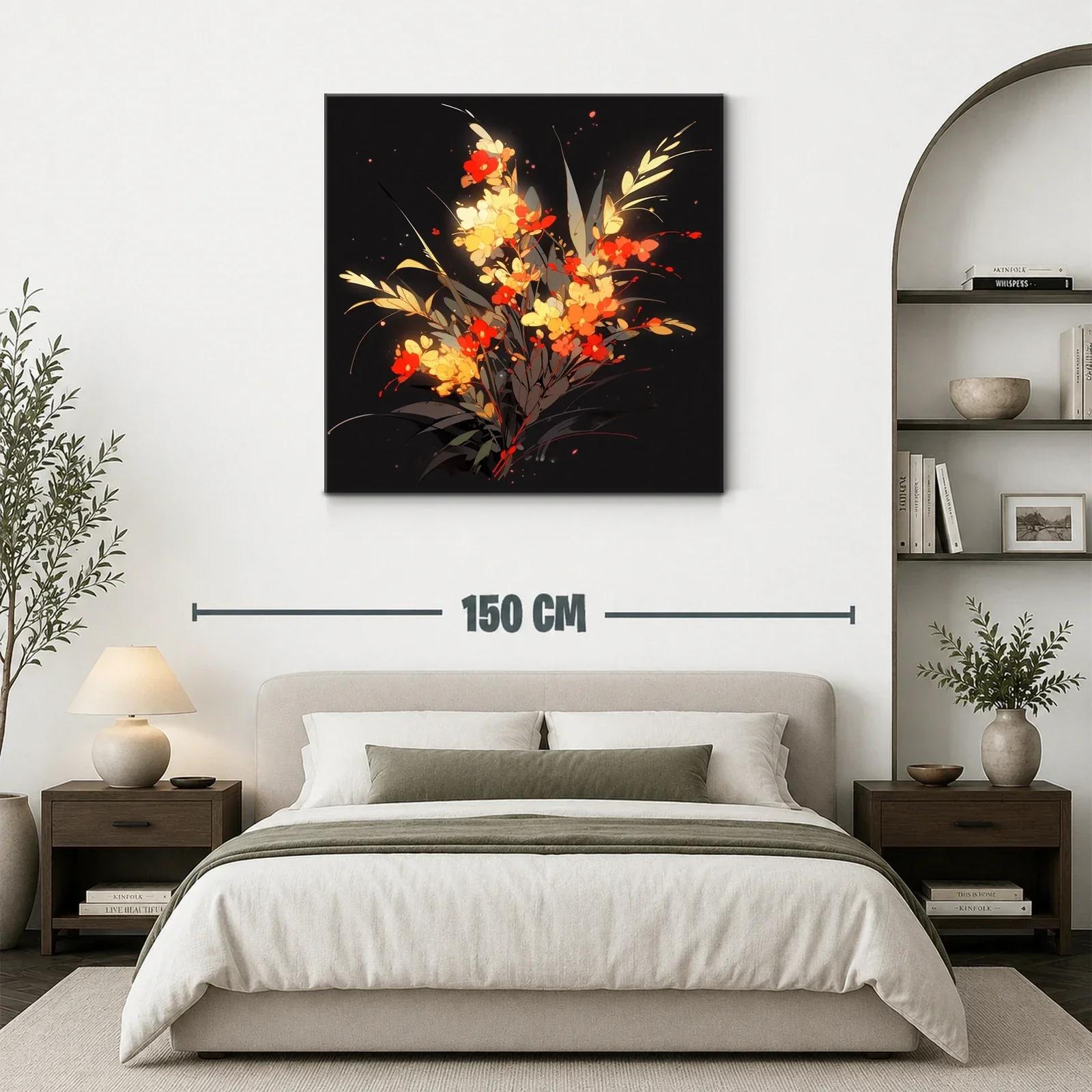 Flores vibrantes con luz cálida sobre fondo oscuro — miniatura 3