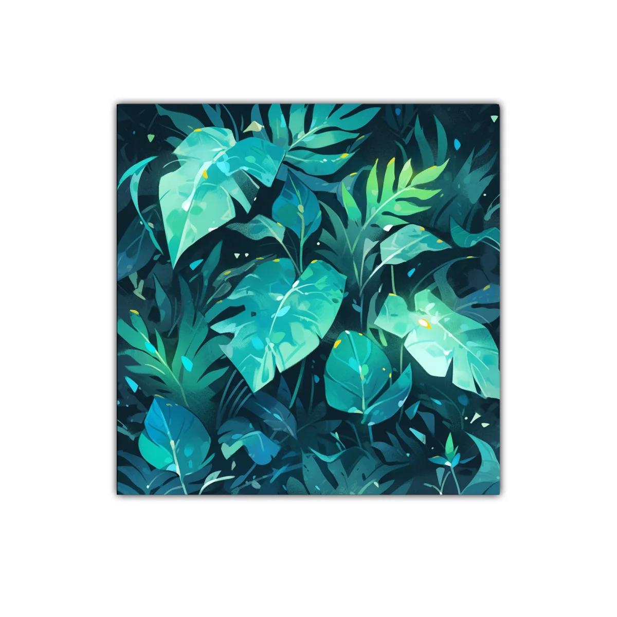 Cuadro decorativo con hojas de tonos azules y verdes — imagen principal