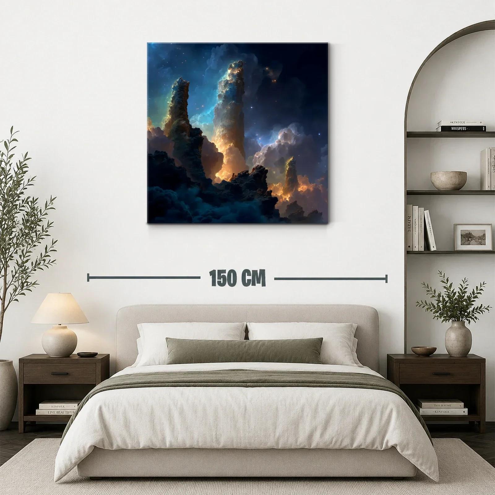 Paisaje cósmico con pilares de luz y nebulosas — miniatura 3