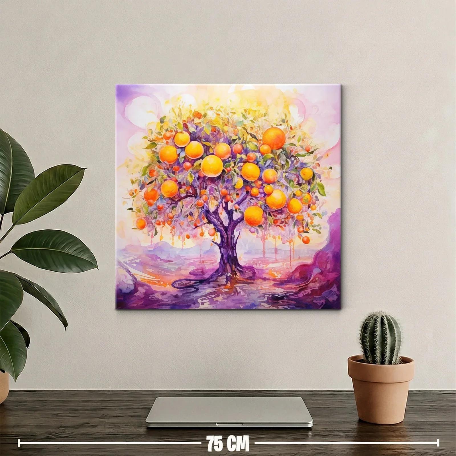 Árbol de frutas vibrantes en tonalidades cálidas y violetas — miniatura 2