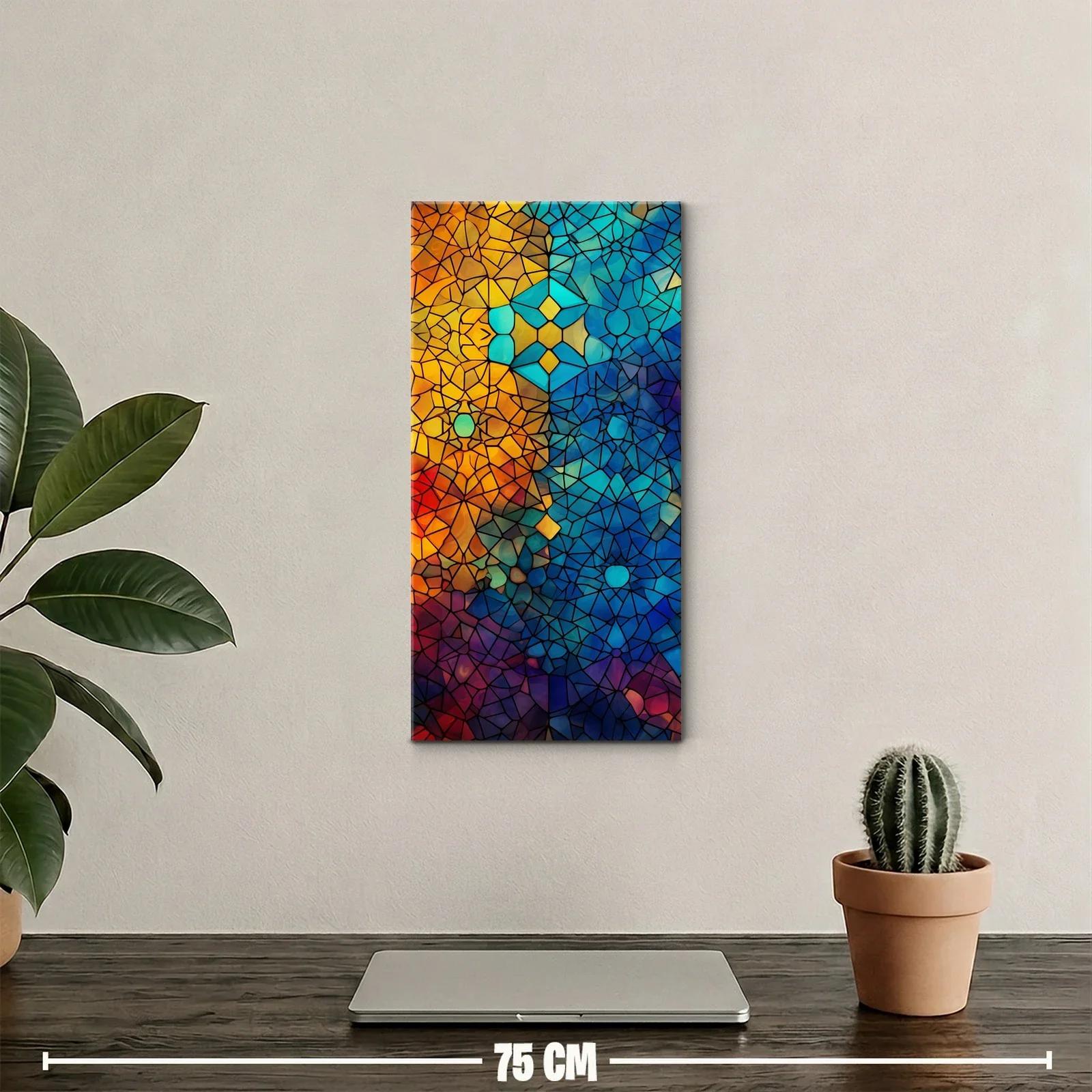Cuadro mosaico geométrico abstracto con círculos luminosos — miniatura 2