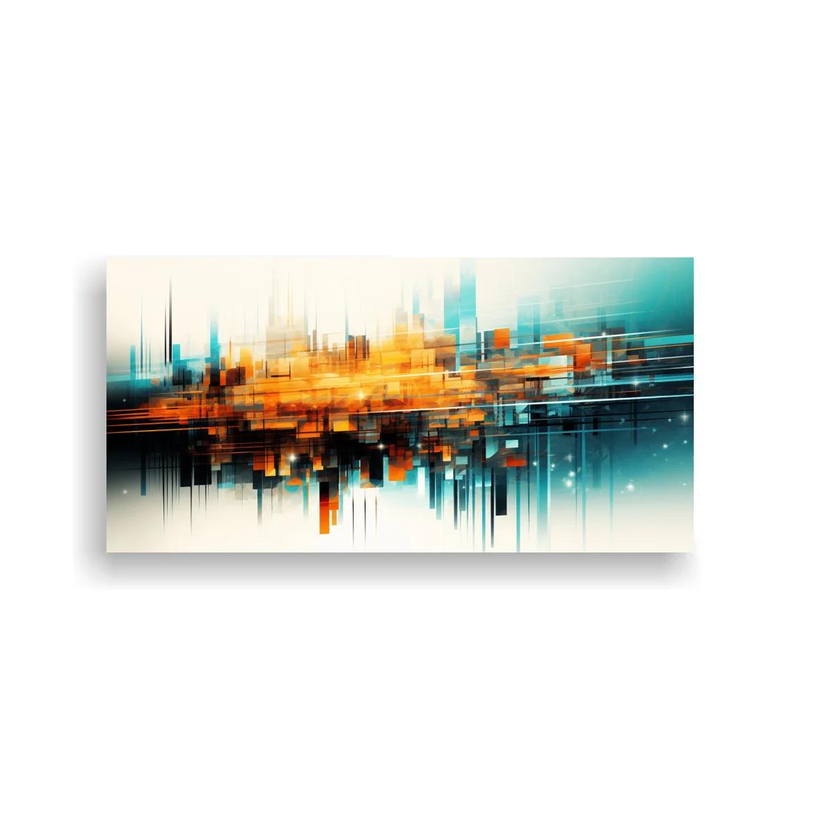Cuadro skyline abstracto con reflejo urbano