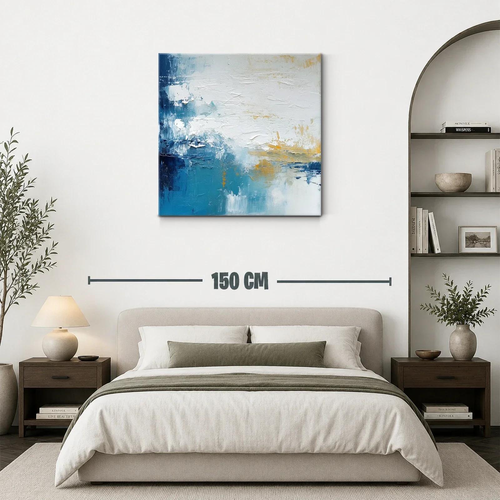 Composición abstracta en azul blanco y dorado — miniatura 3