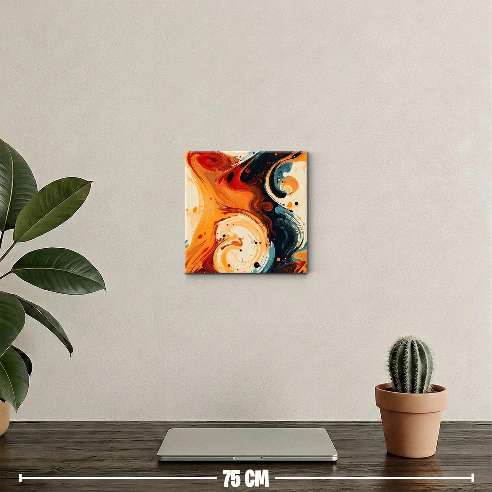 Cuadro decorativo con diseño abstracto en tonos cálidos y azules — miniatura 2