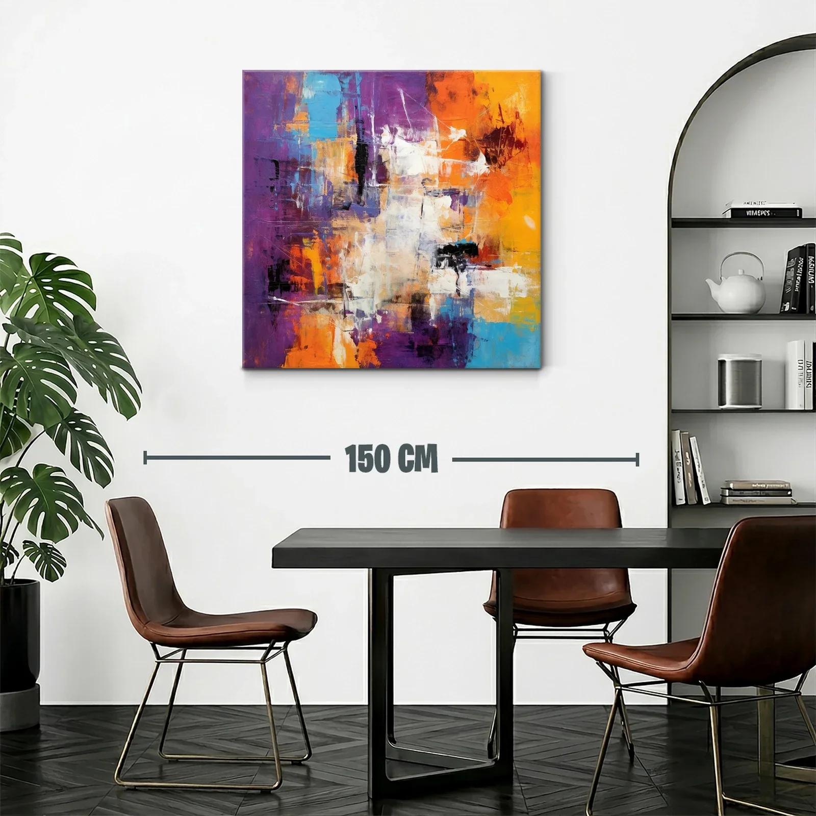 Cuadro abstracto con vibrantes tonos cálidos y fríos — miniatura 2