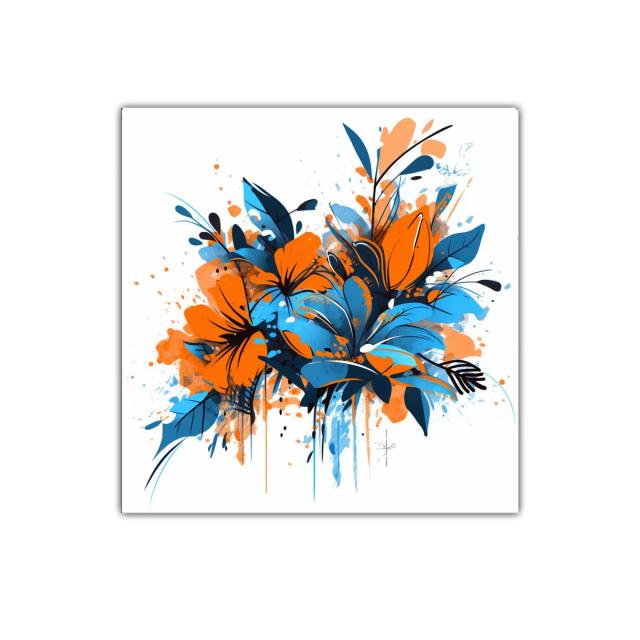 Composición vibrante de flores en tonos naranja y azul