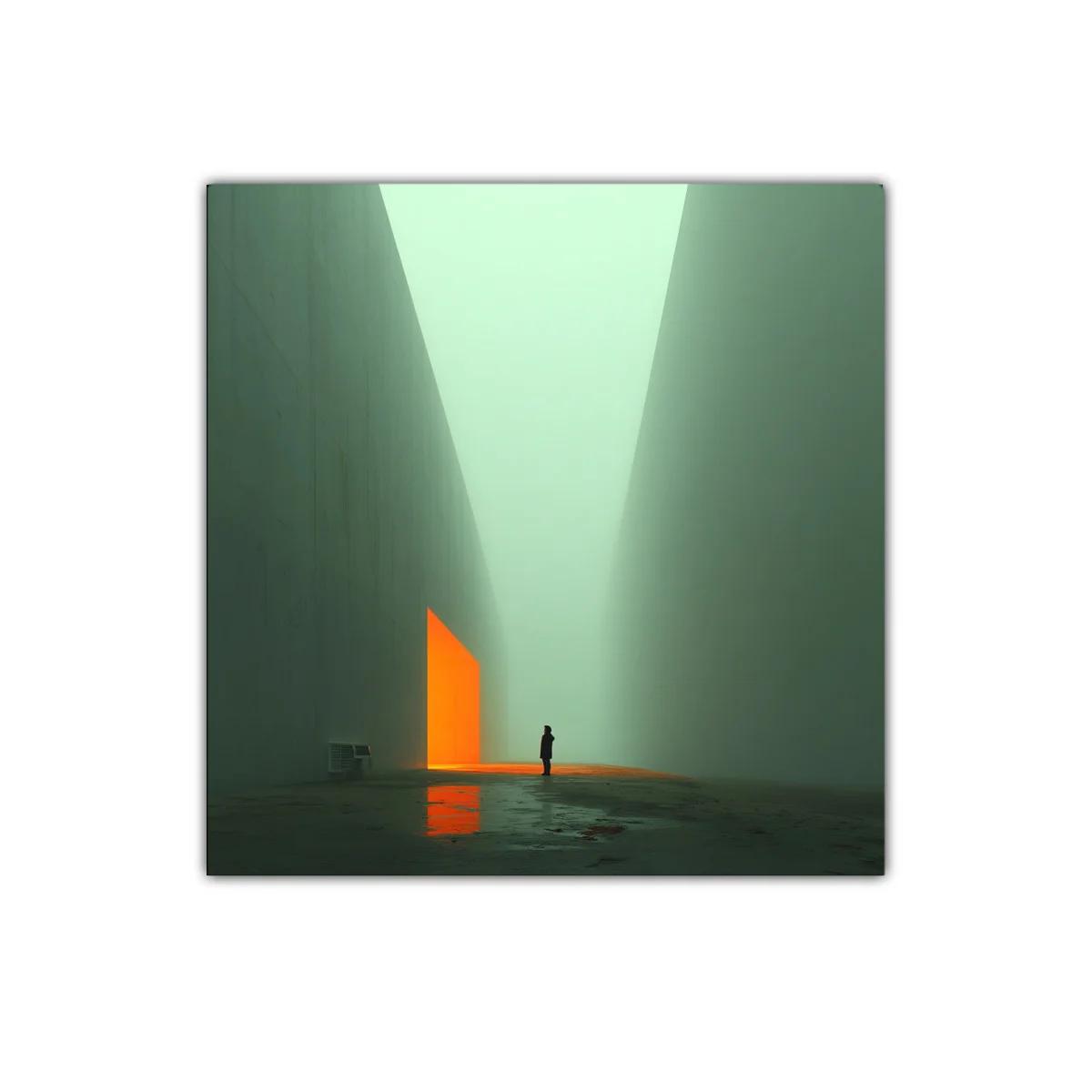 Arte minimalista con figura solitaria y luz cálida — imagen principal