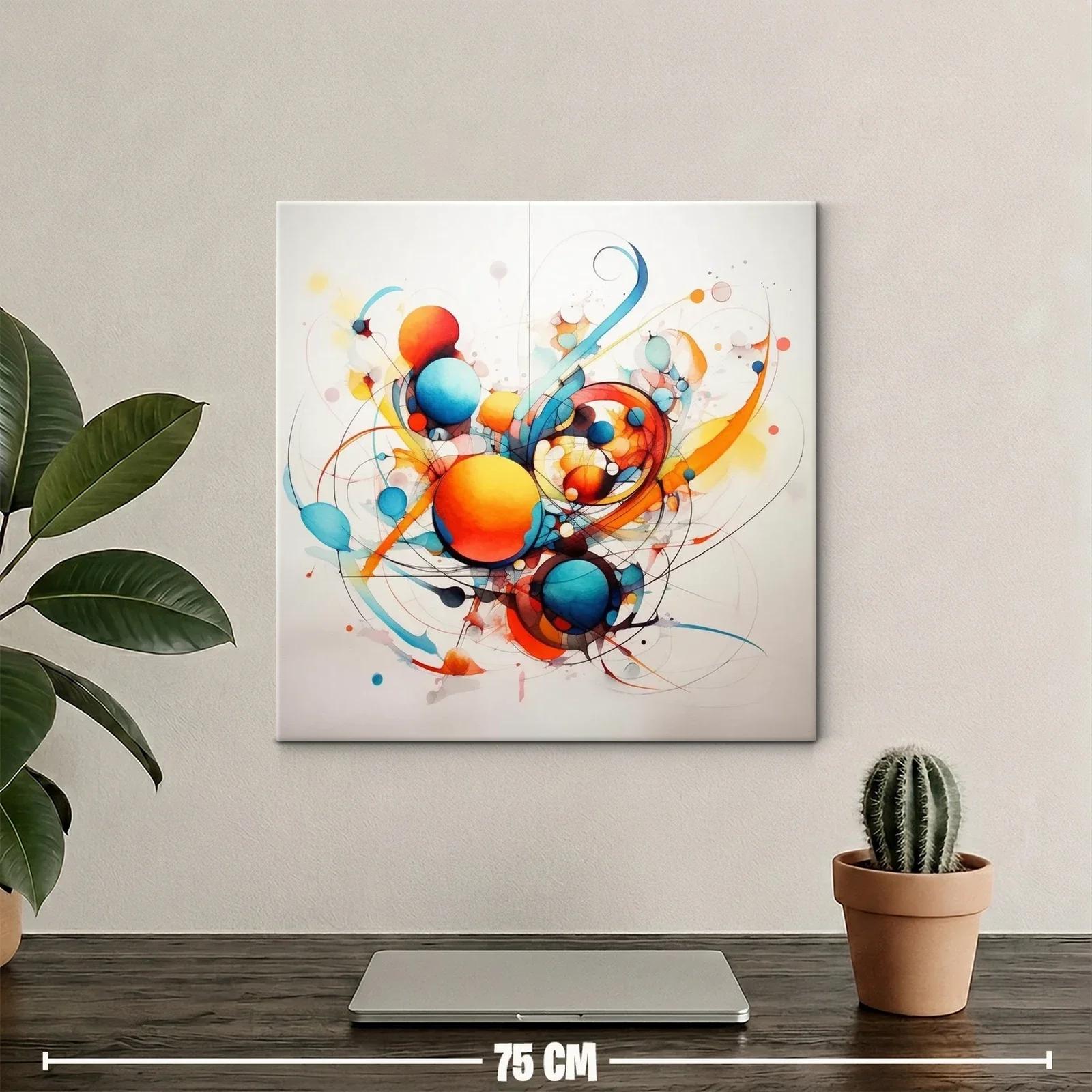 Cuadro Abstracto con Esferas en Tonos Cálidos y Fríos — miniatura 2