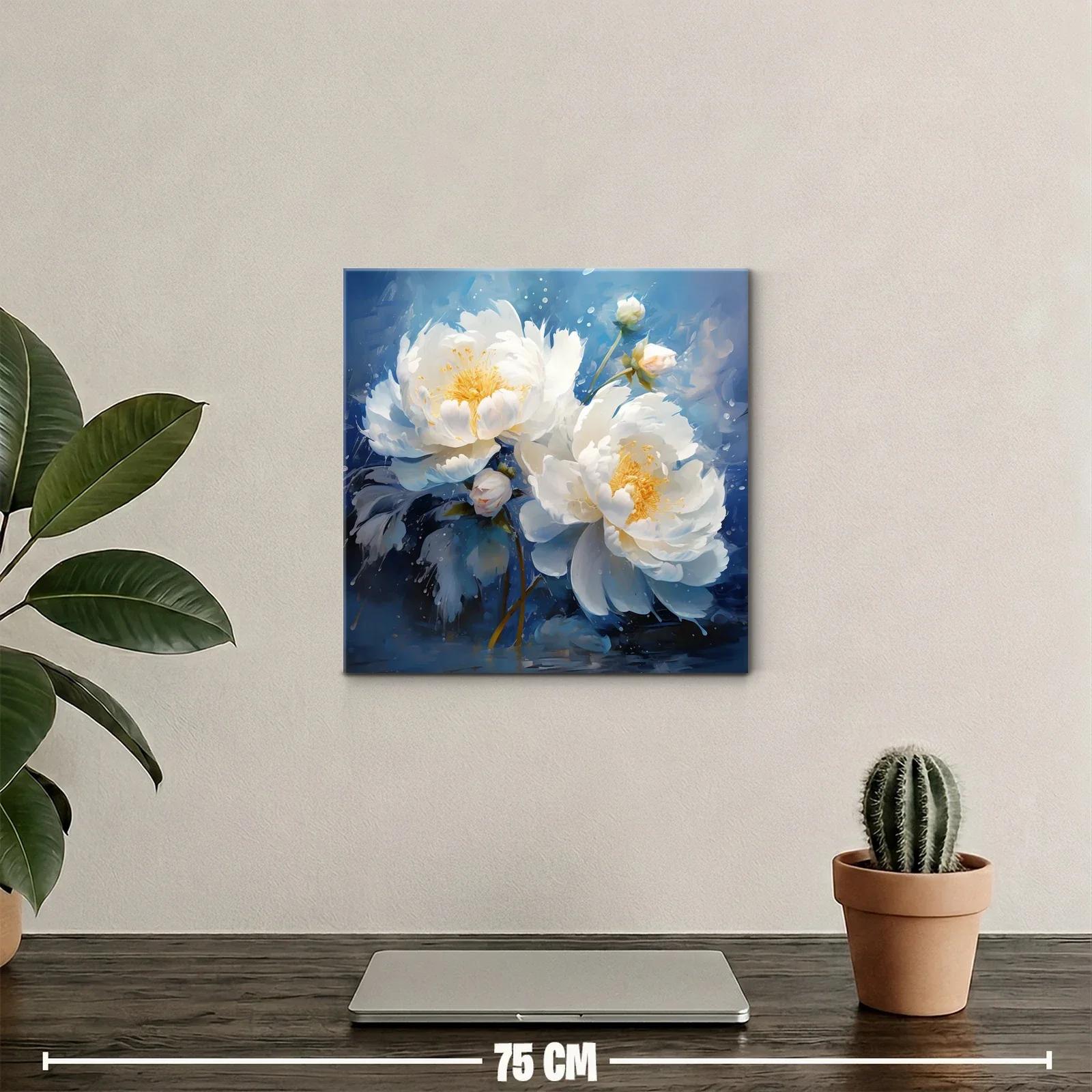 Flores blancas delicadas sobre fondo azul vibrante — miniatura 2