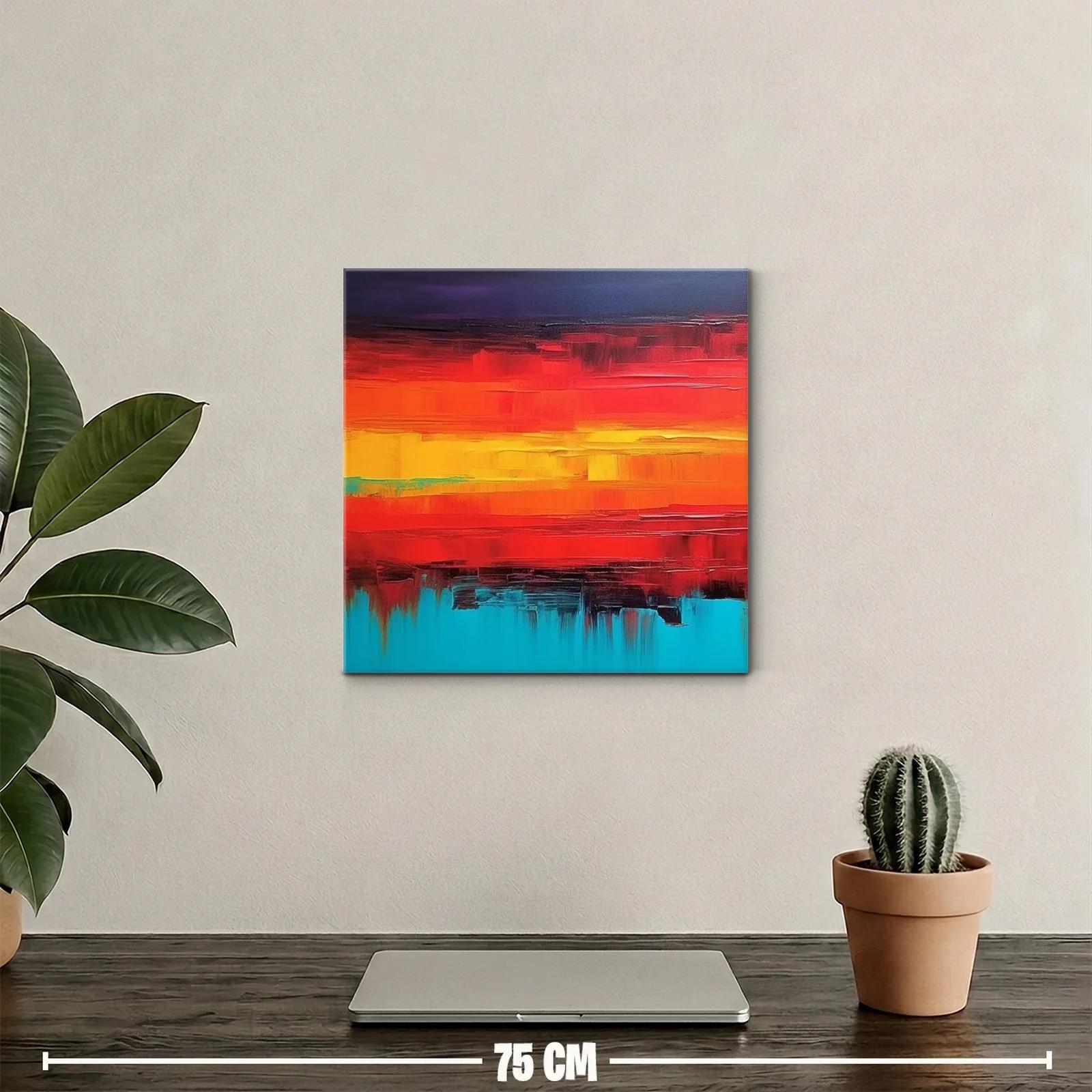 Cuadro abstracto con vibrantes tonos cálidos y fríos — miniatura 2