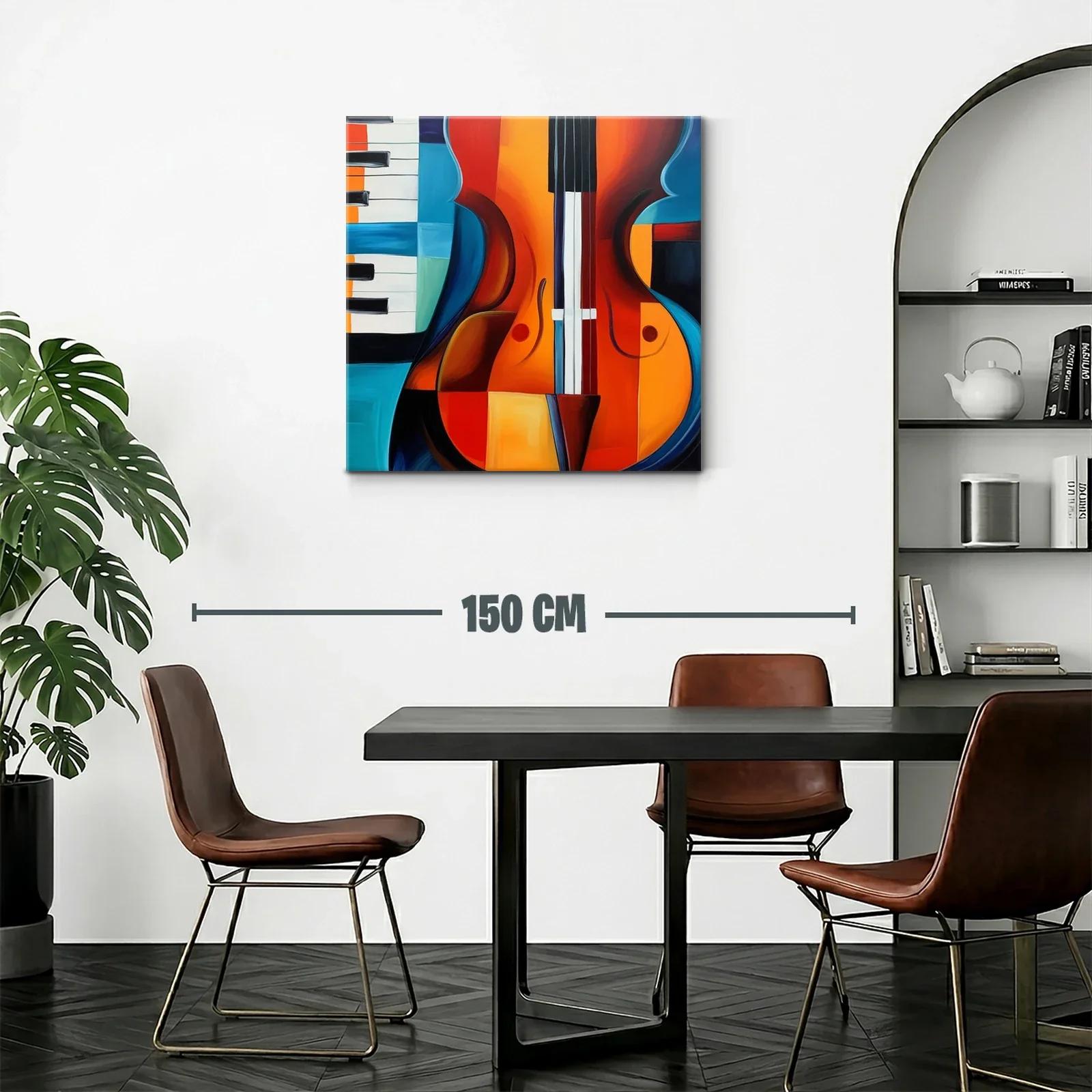 Arte vibrante con guitarra y piano en tonos cálidos y fríos — miniatura 2