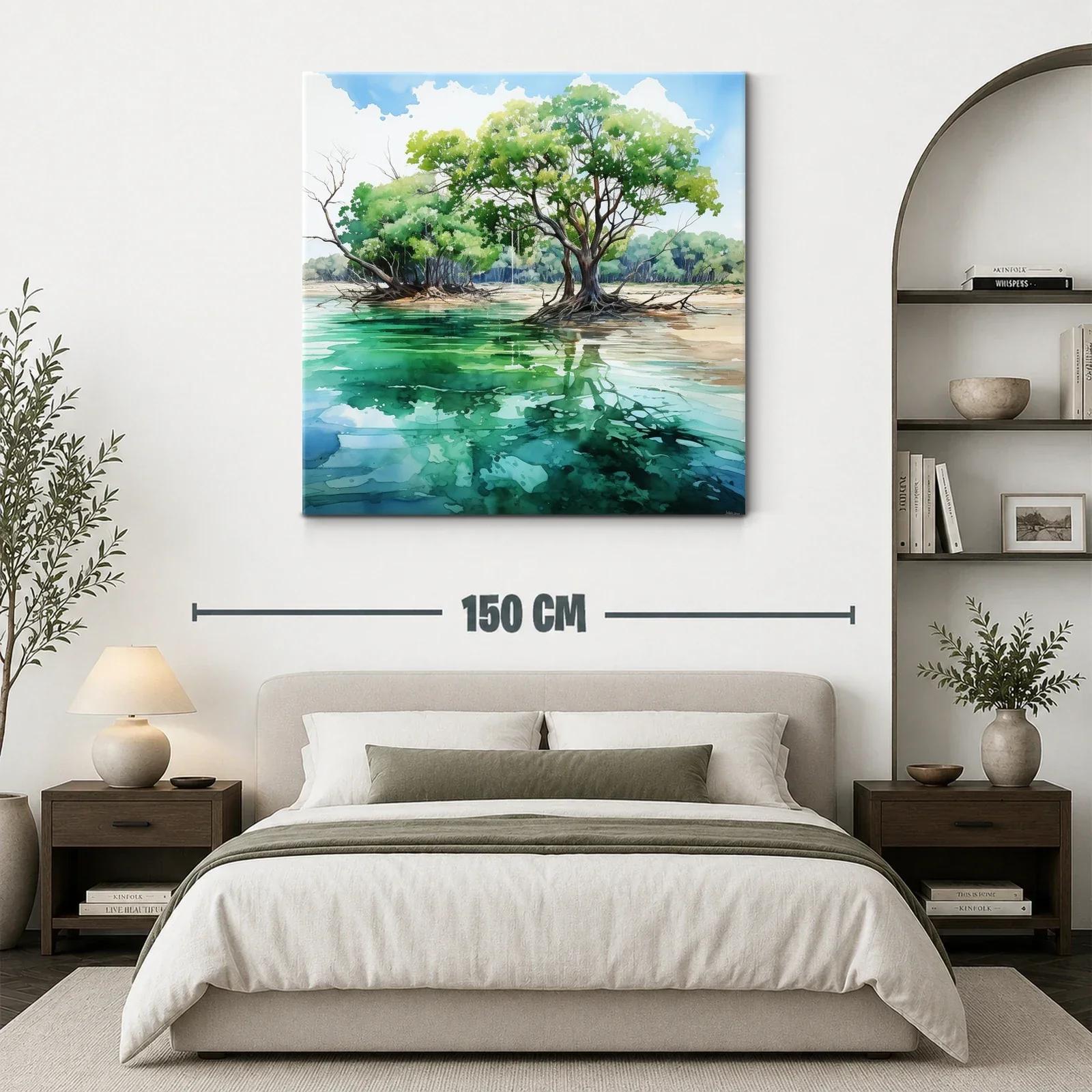 Paisaje natural con árboles reflejados en agua tranquila — miniatura 3