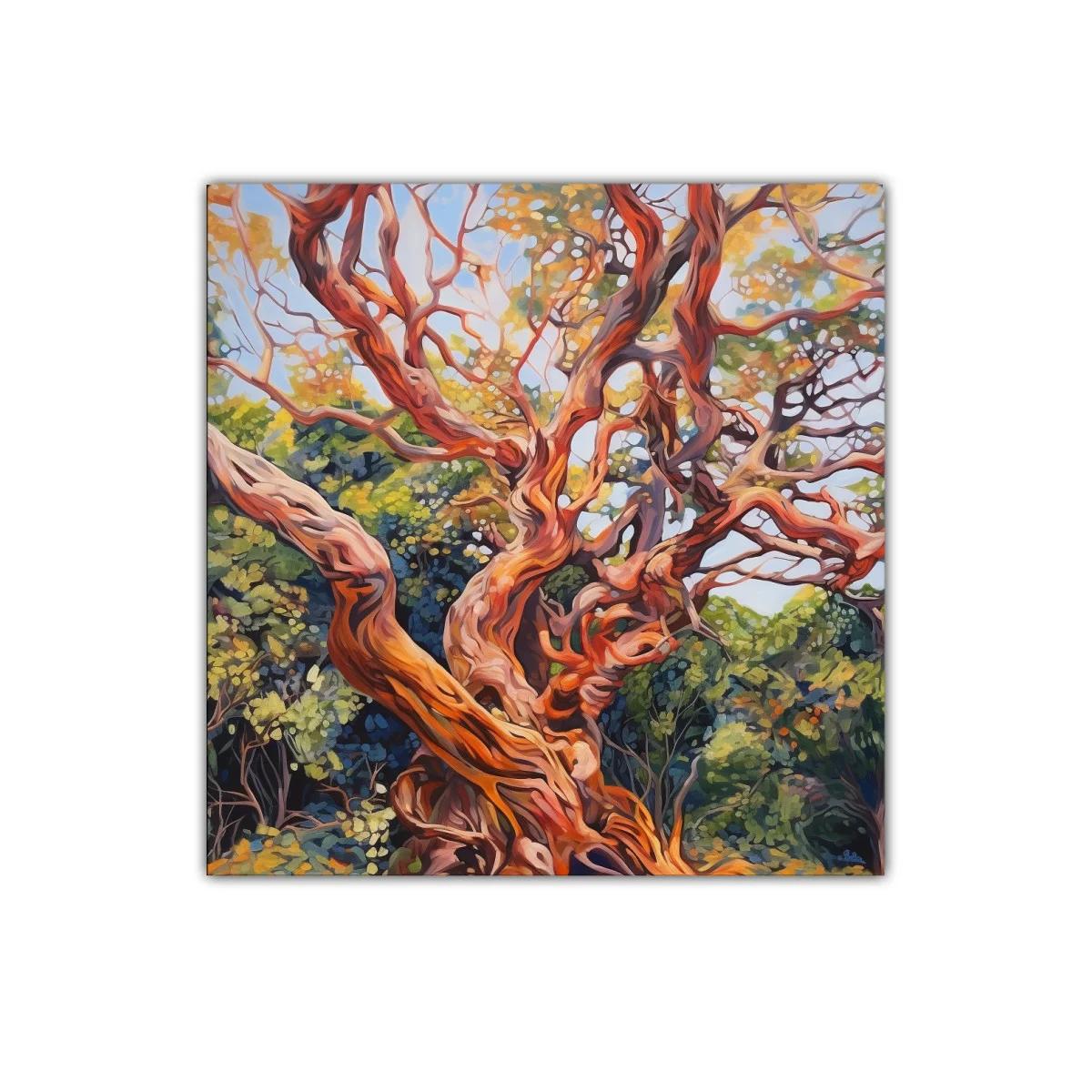Árbol retorcido en tonos cálidos y naturaleza viva — imagen principal