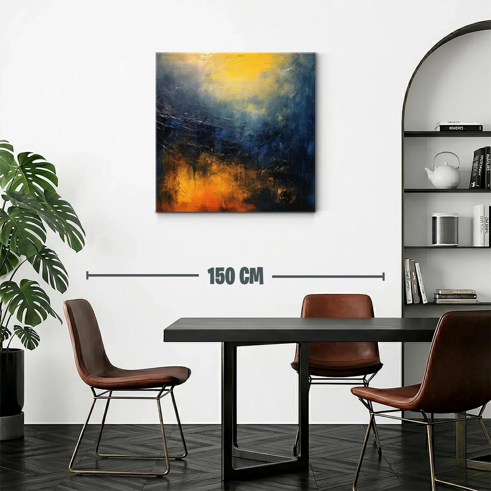 Cuadro abstracto con tonos cálidos y fríos vibrantes — miniatura 2