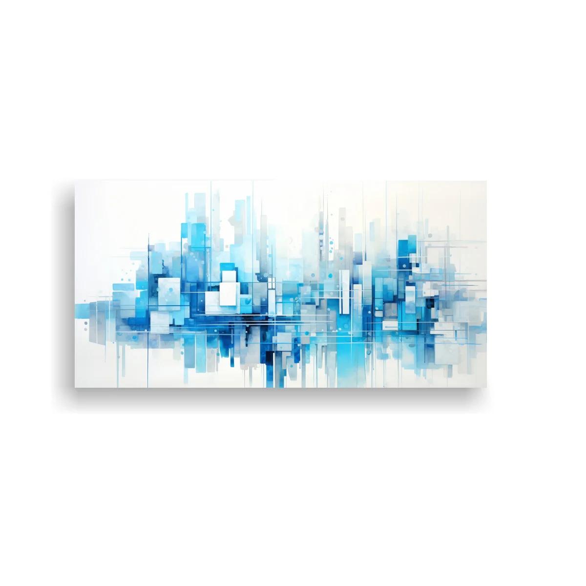 Cuadro paisaje urbano abstracto con reflejos geométricos