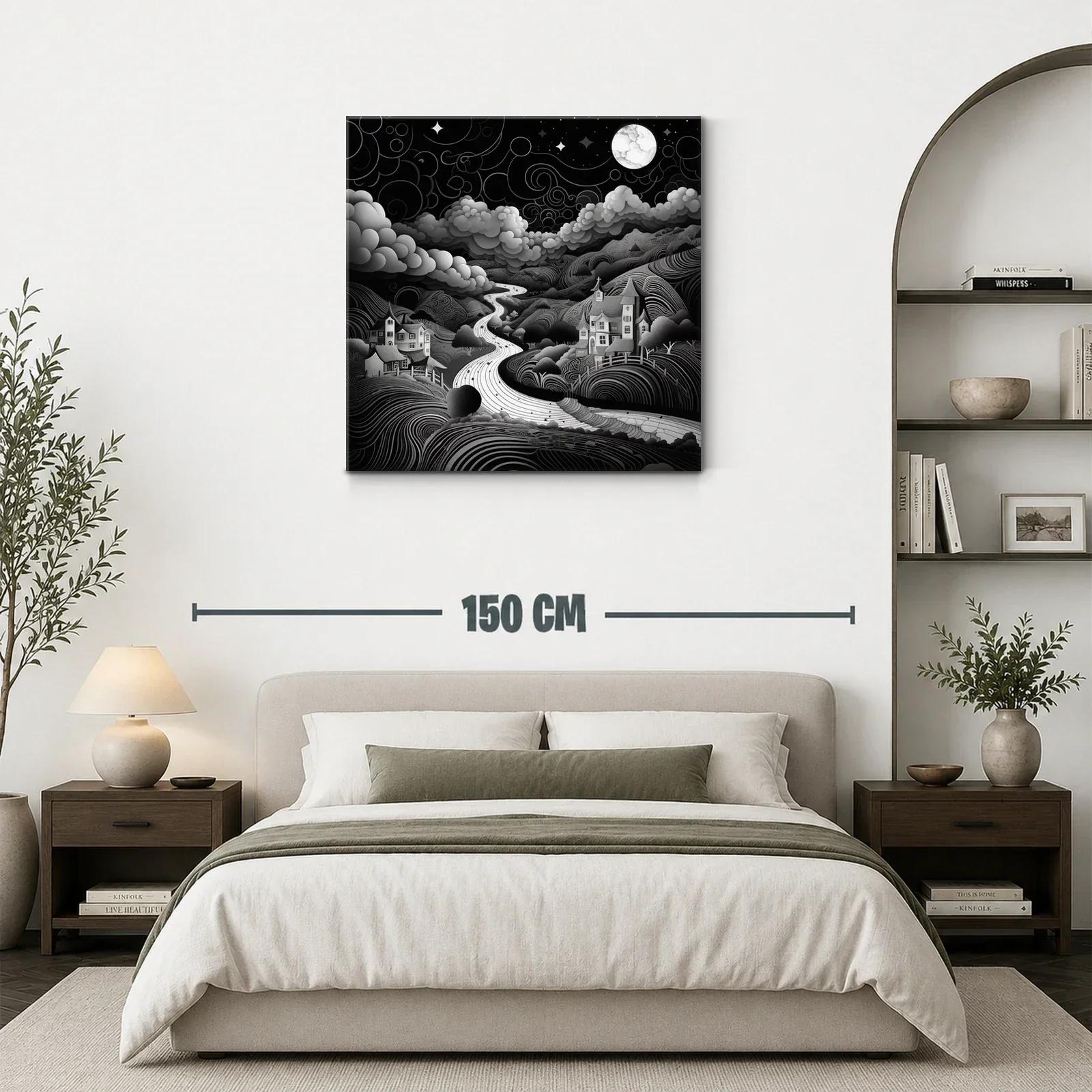 Paisaje nocturno onírico con río bajo la luna llena — miniatura 3