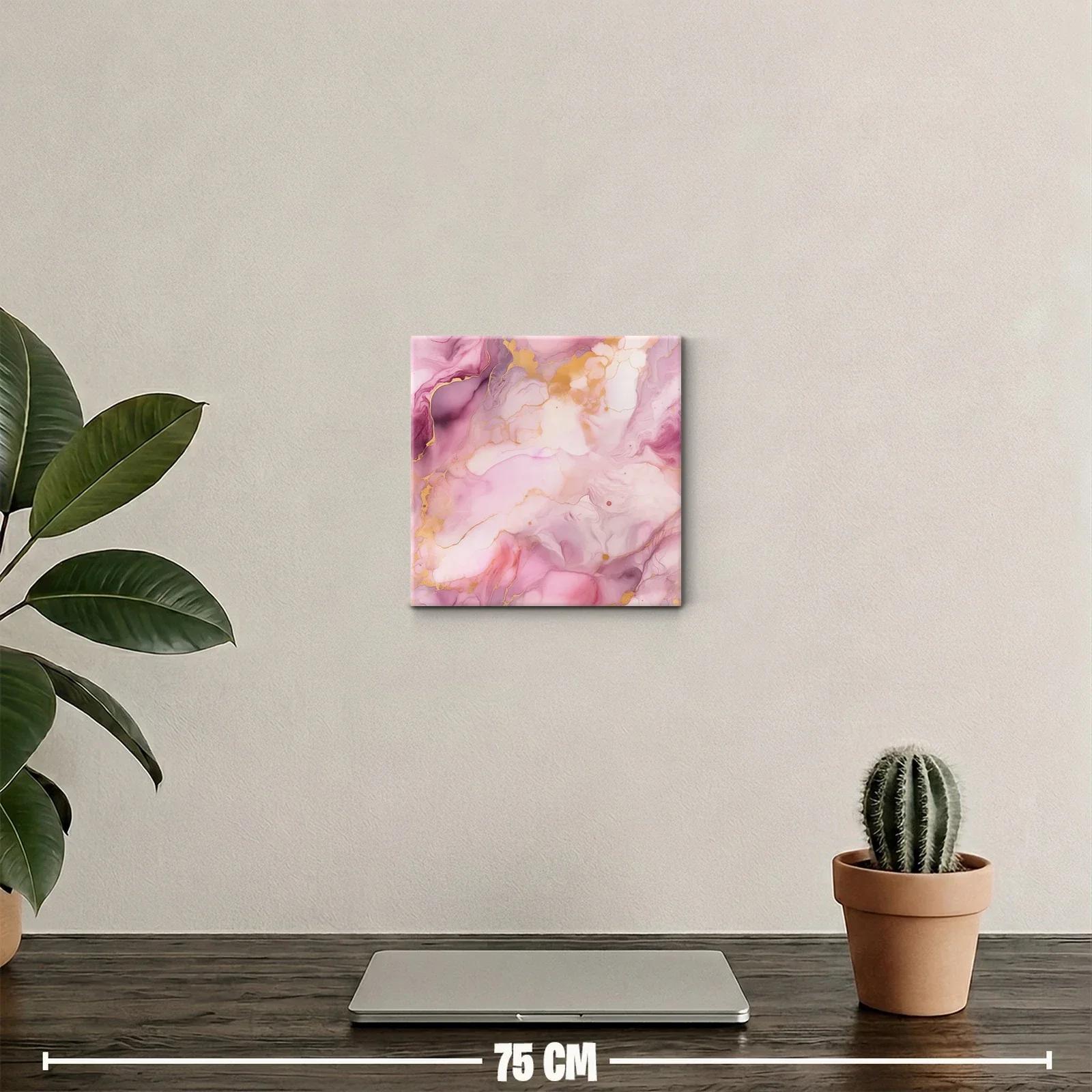 Cuadro decorativo abstracto en tonos rosas y dorados — miniatura 2