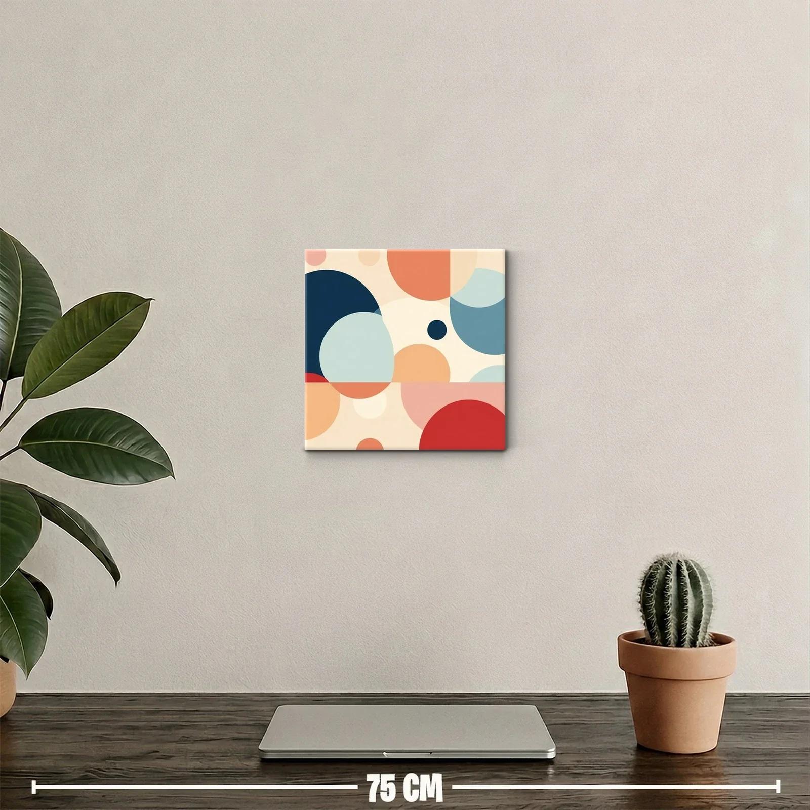 Composición abstracta con círculos en tonos cálidos y azulados — miniatura 2