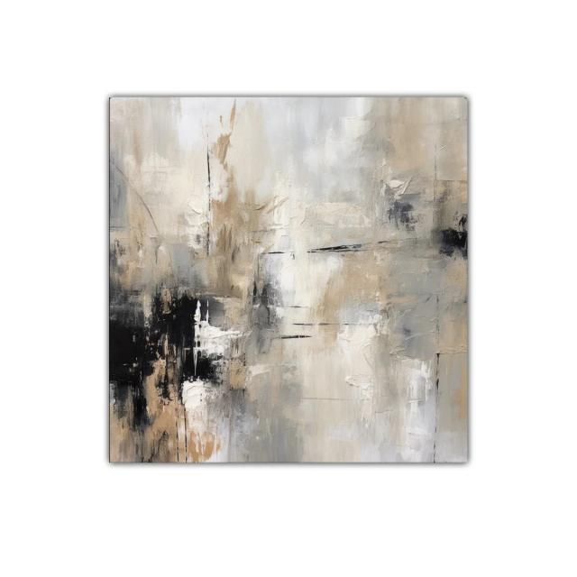 Cuadro abstracto en tonos neutros y negro para decoración