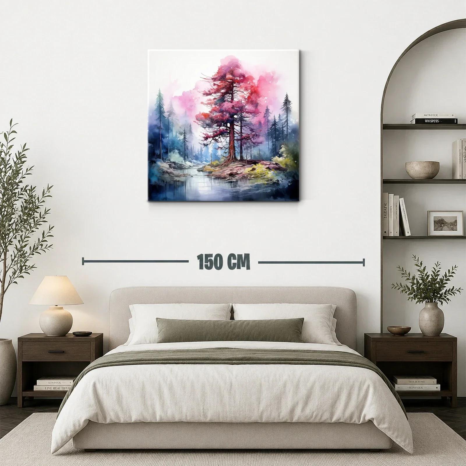 Paisaje onírico con árbol rojizo en isla tranquila — miniatura 3