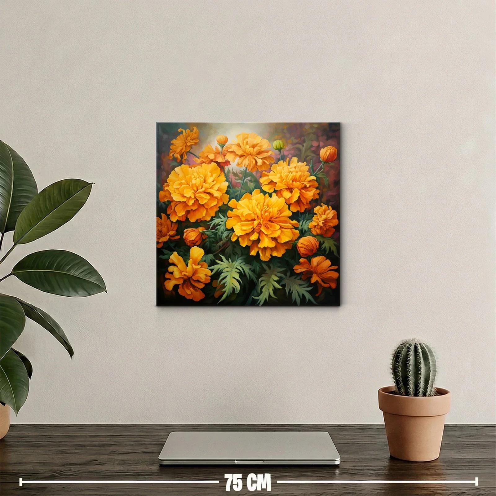 Cuadro con vibrantes flores naranjas que iluminan espacios — miniatura 2