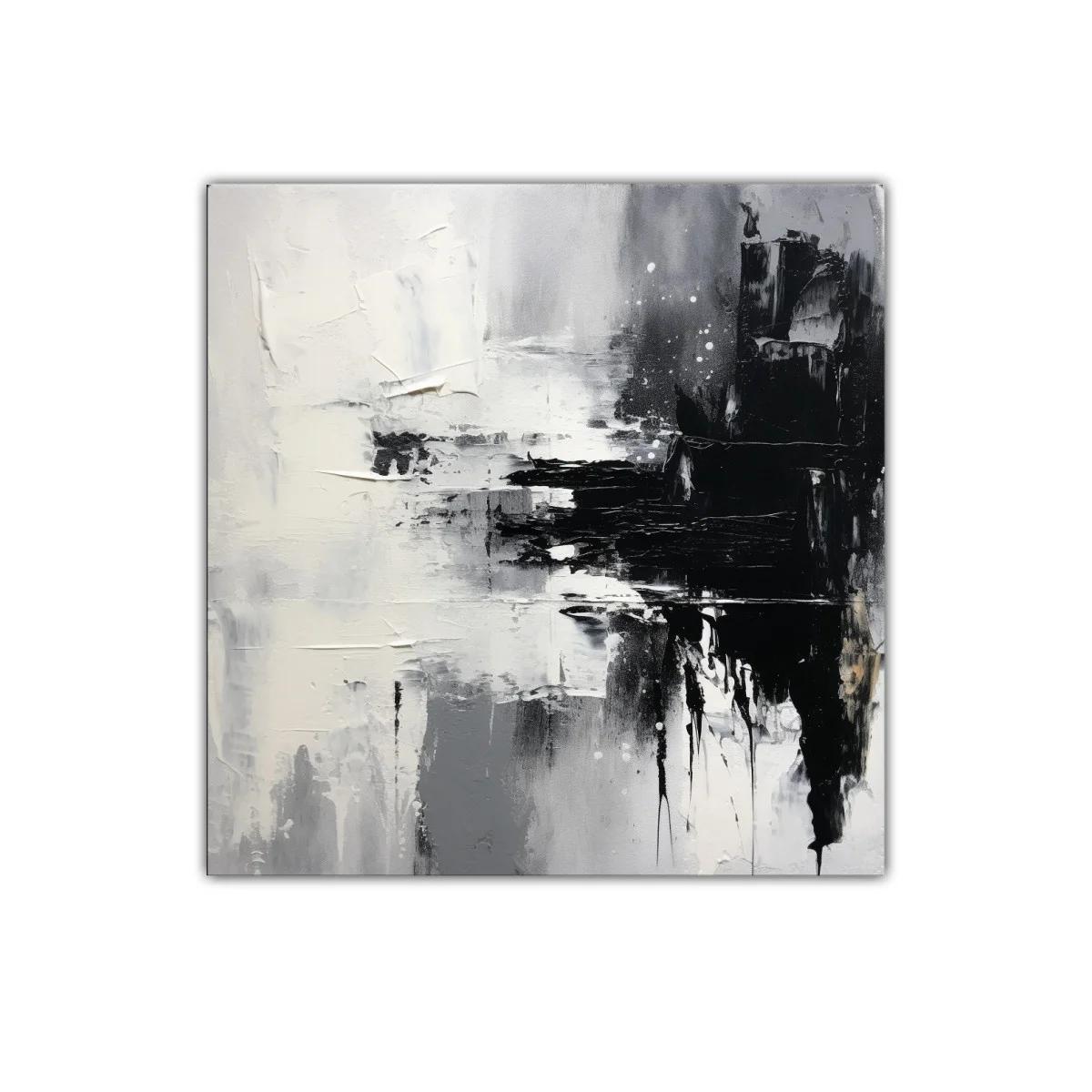 Cuadro abstracto en tonos blanco negro y gris para decoración moderna — imagen principal