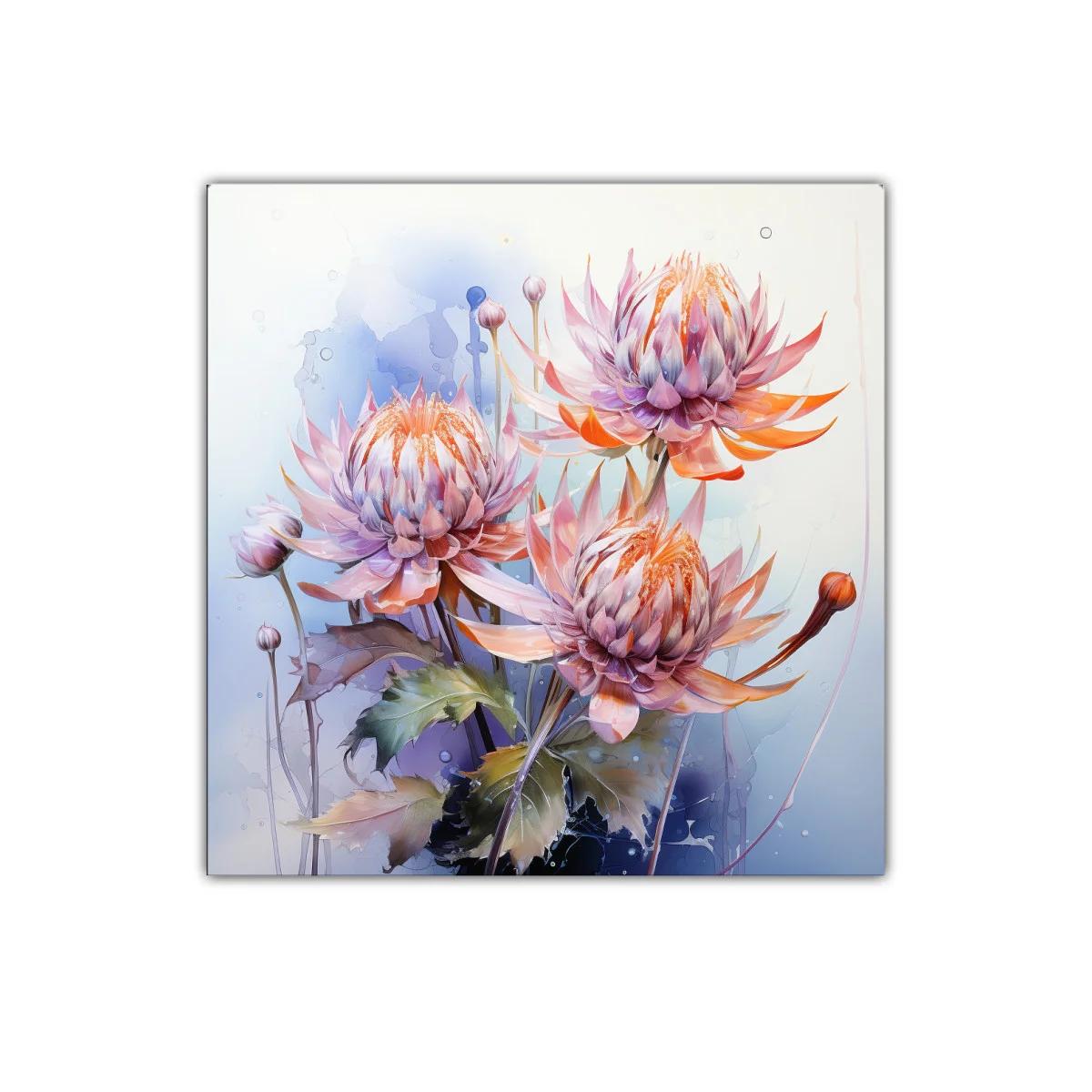 Cuadro decorativo con flores grandes en tonos suaves y vibrantes — imagen principal