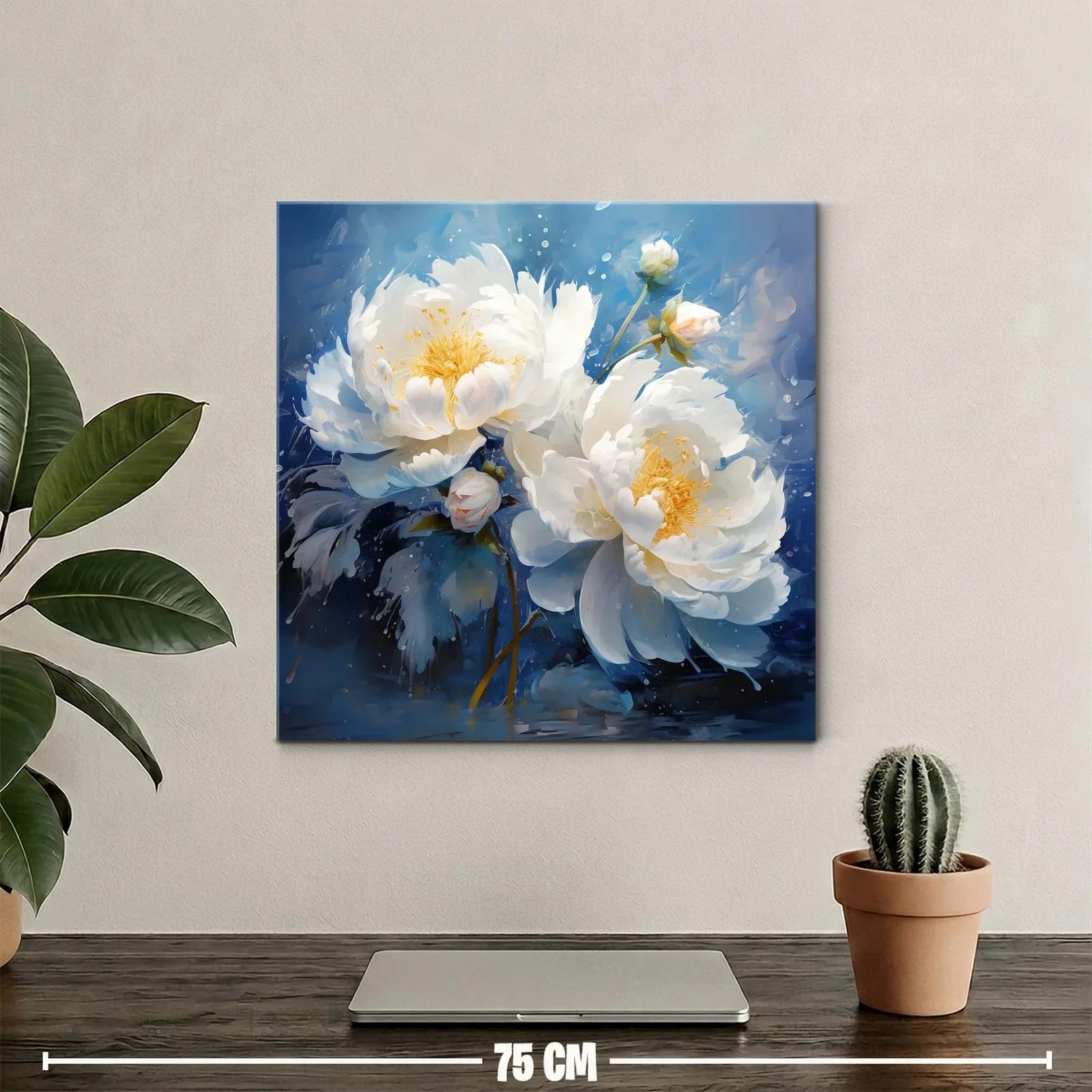 Flores blancas delicadas sobre fondo azul vibrante — miniatura 2