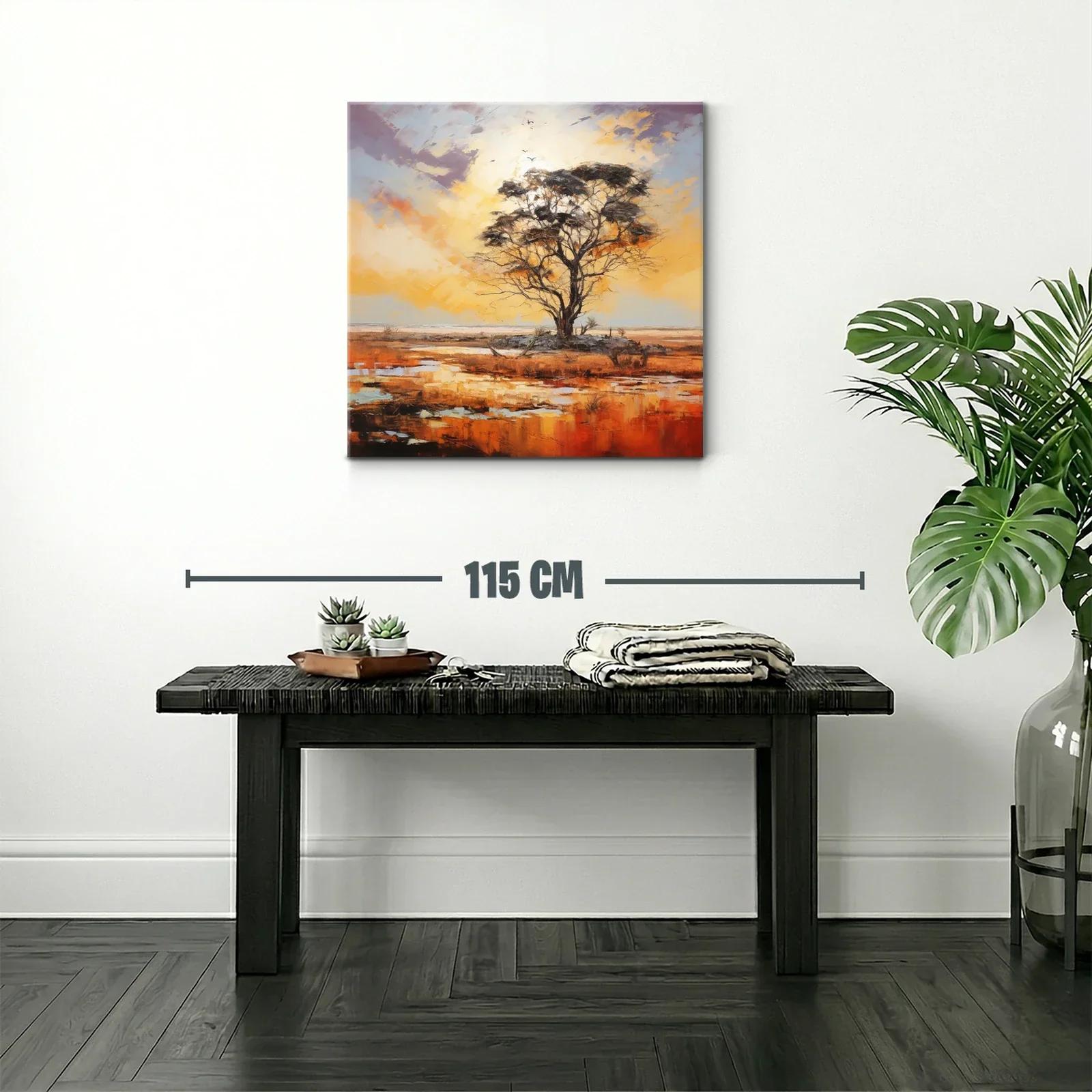 Solitaria silueta de árbol al atardecer en paisaje abierto — miniatura 2