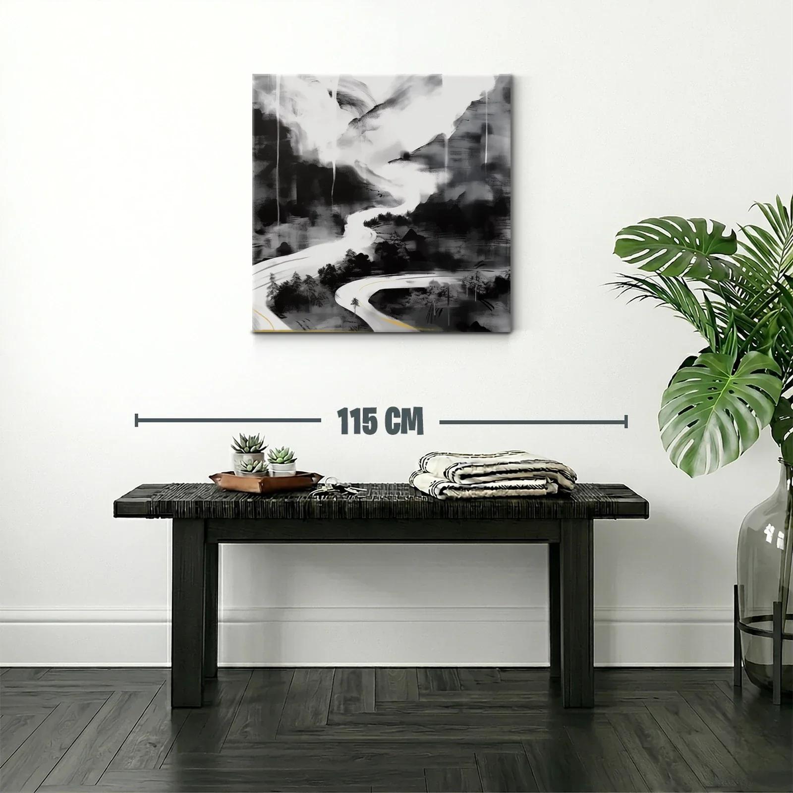 Paisaje abstracto en tonos grises con sinuoso camino — miniatura 2