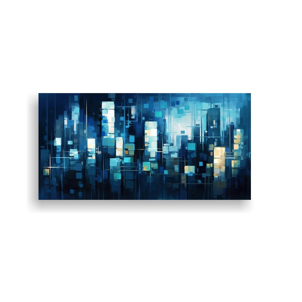 Cuadro skyline urbano abstracto con brillos difusos