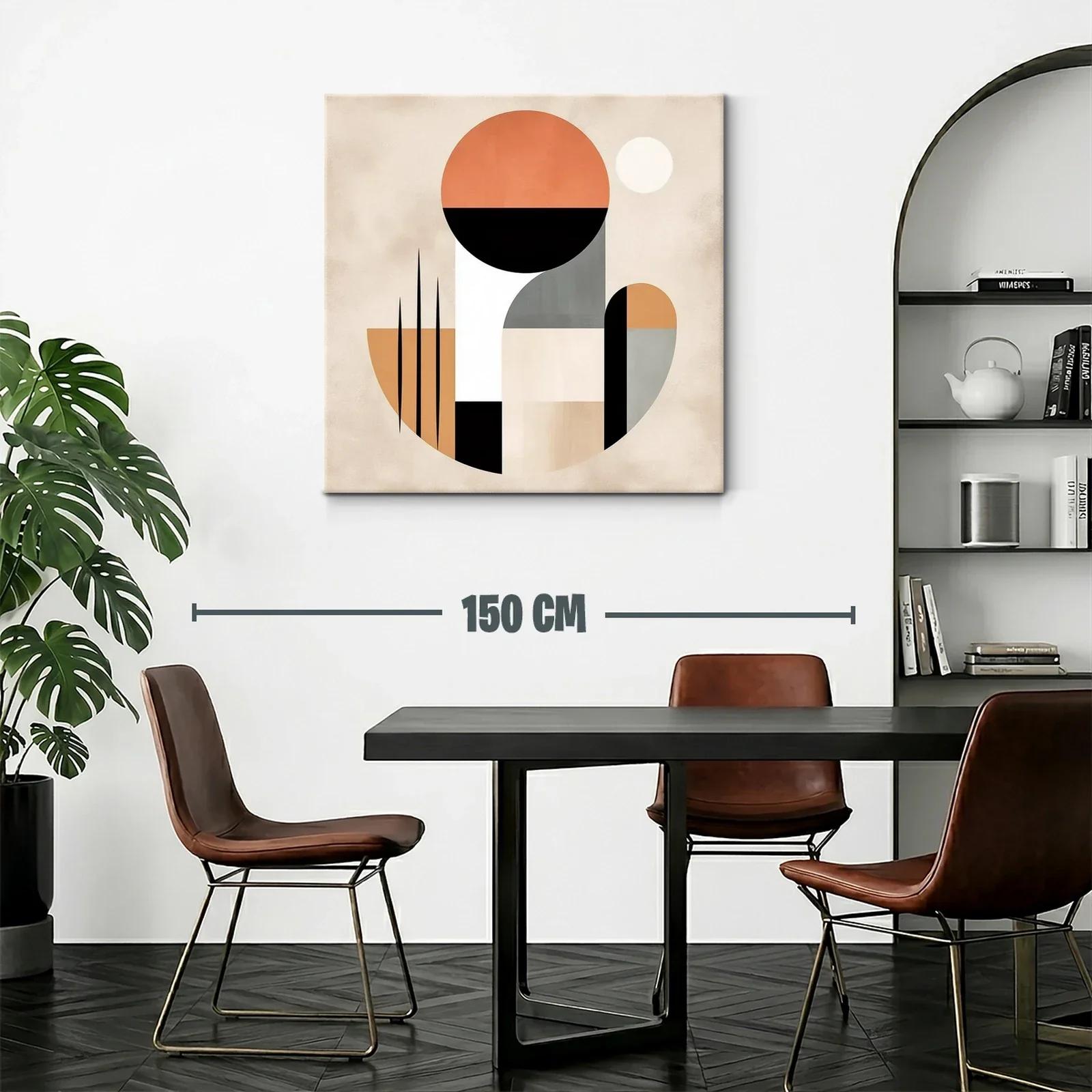 Cuadro abstracto con formas geométricas y tonos cálidos — miniatura 2